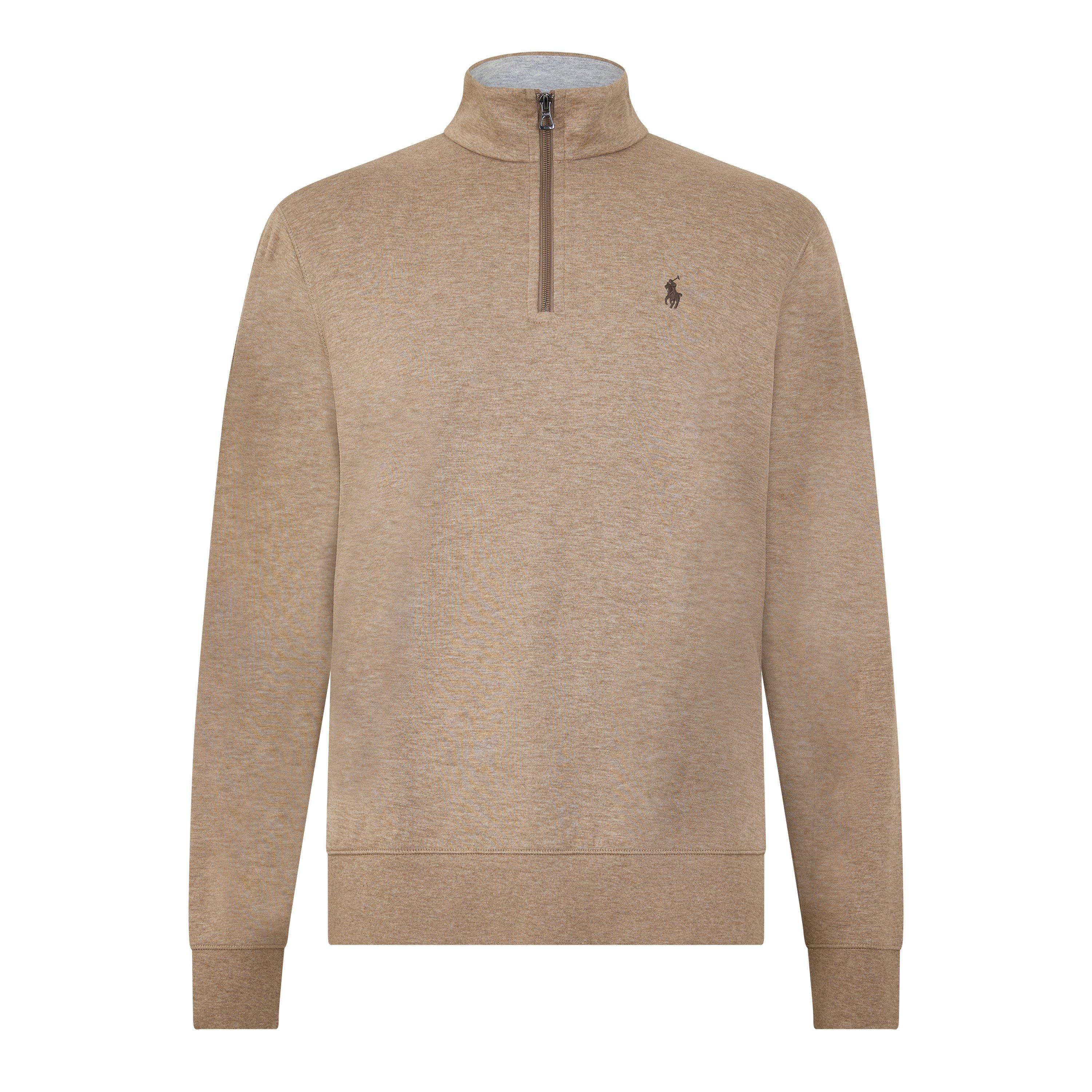 Warm Brown Hthr - Polo Ralph Lauren - Luxury Jersey Quarter-Zip Pullover - 1