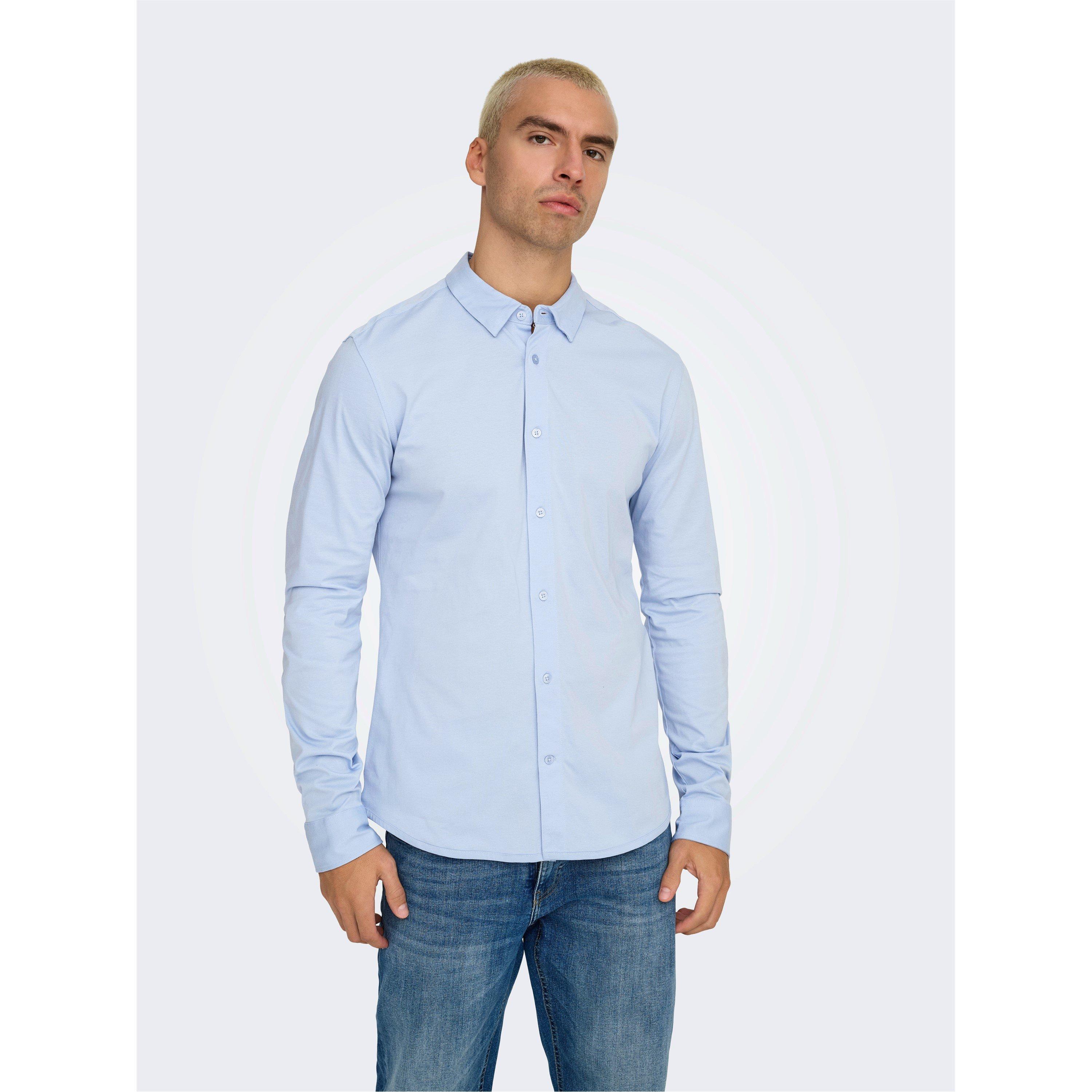 Cashmere Blue - Only - Men's Long-Sleeve Plain Shirt - 2