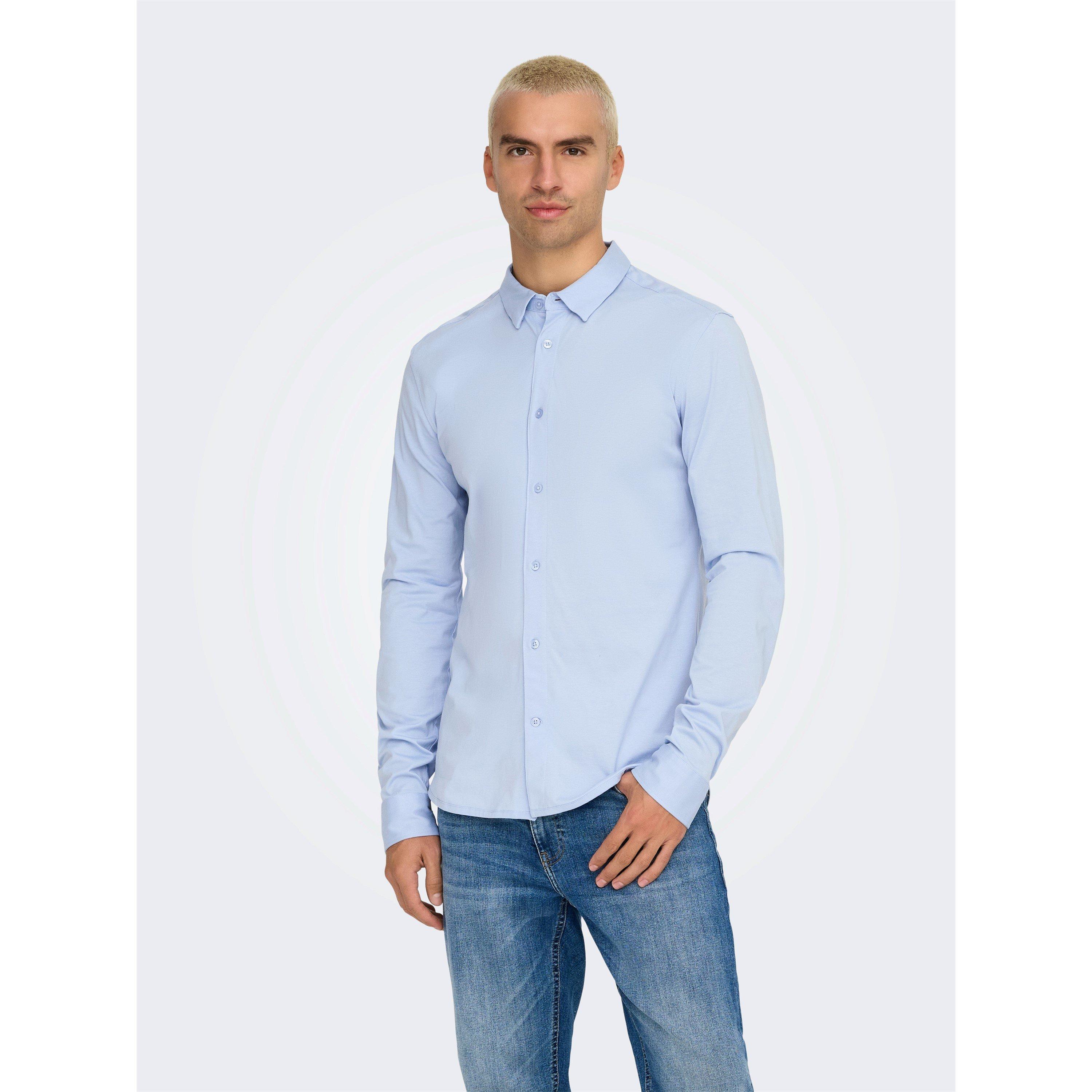 Cashmere Blue - Only - Men's Long-Sleeve Plain Shirt - 3