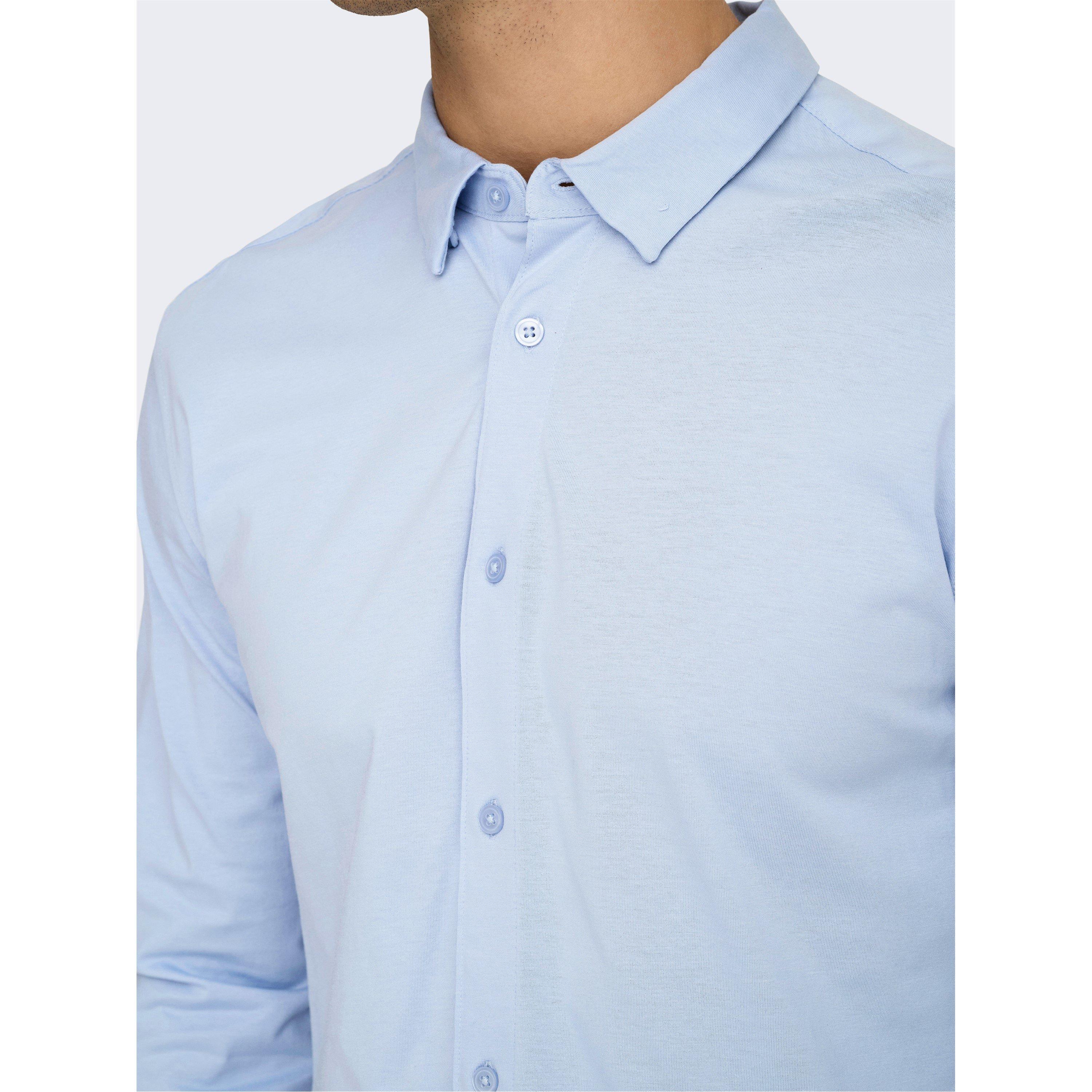 Cashmere Blue - Only - Men's Long-Sleeve Plain Shirt - 4
