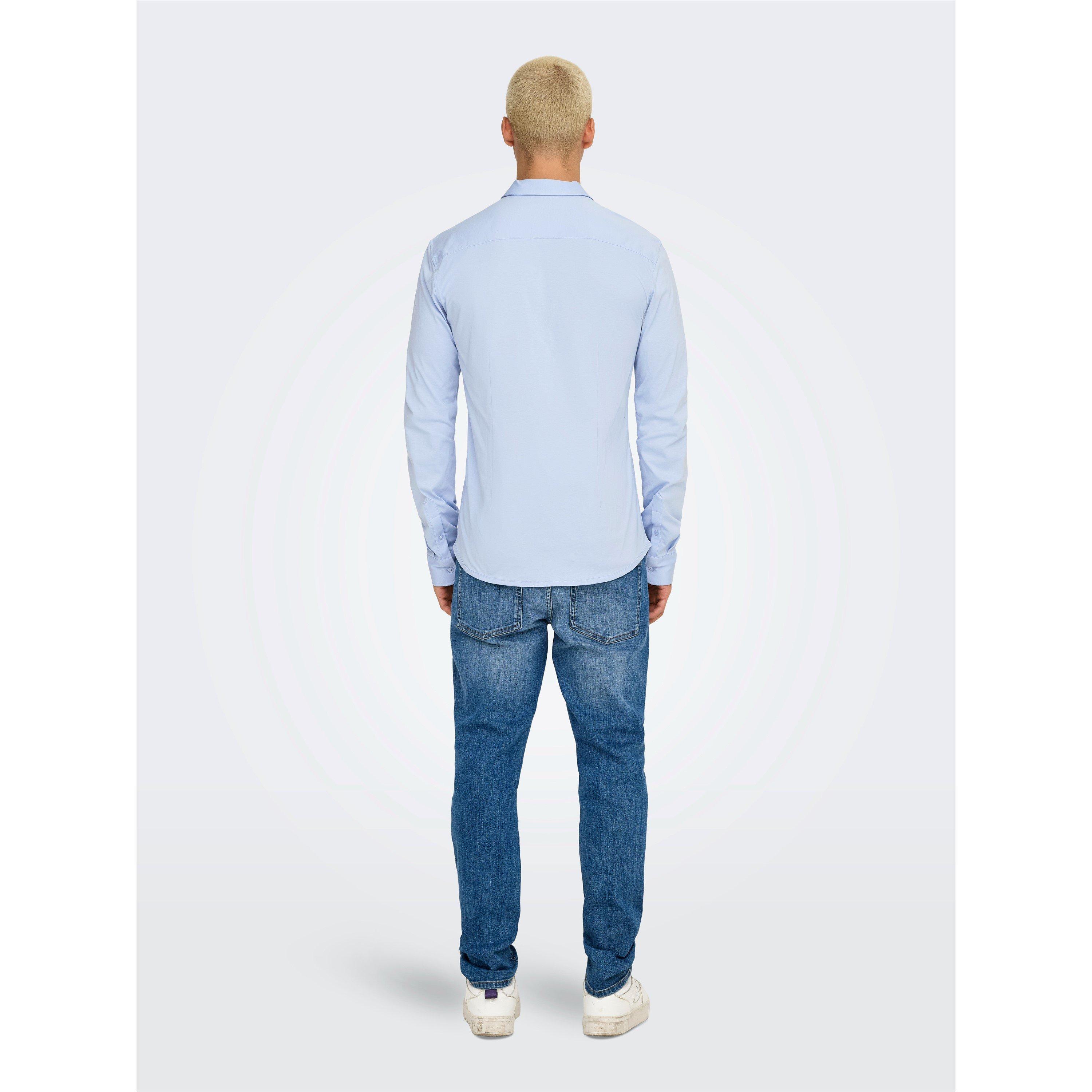 Cashmere Blue - Only - Men's Long-Sleeve Plain Shirt - 5
