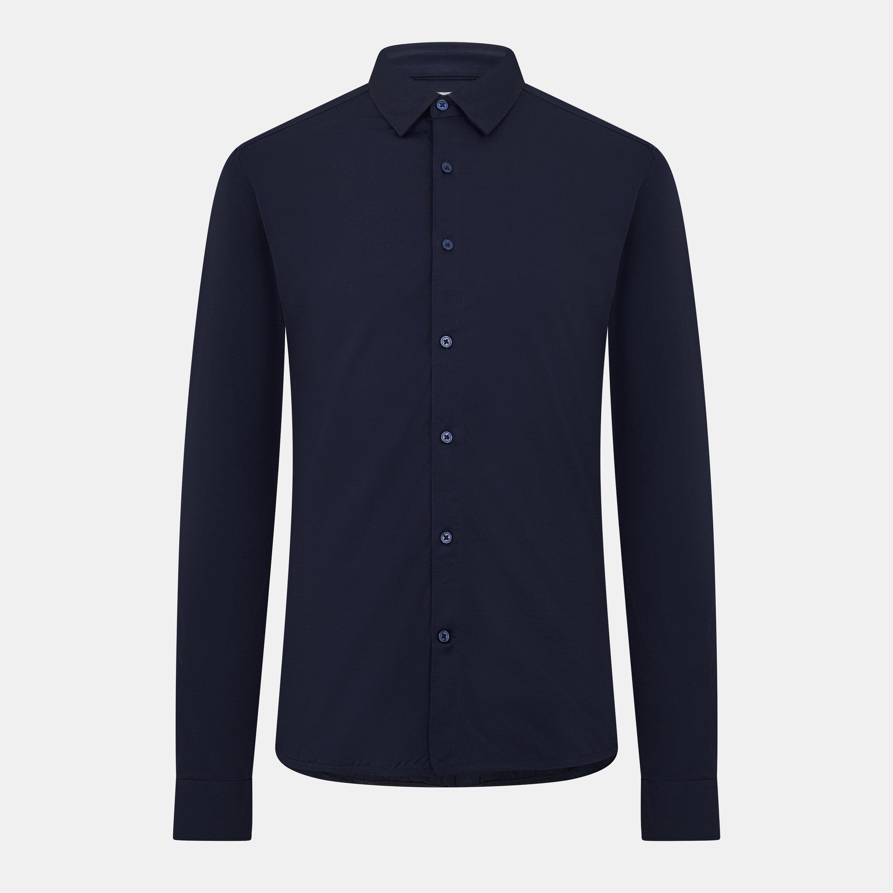 Only Men's Long-Sleeve Plain Shirt - Dark Navy - Medium