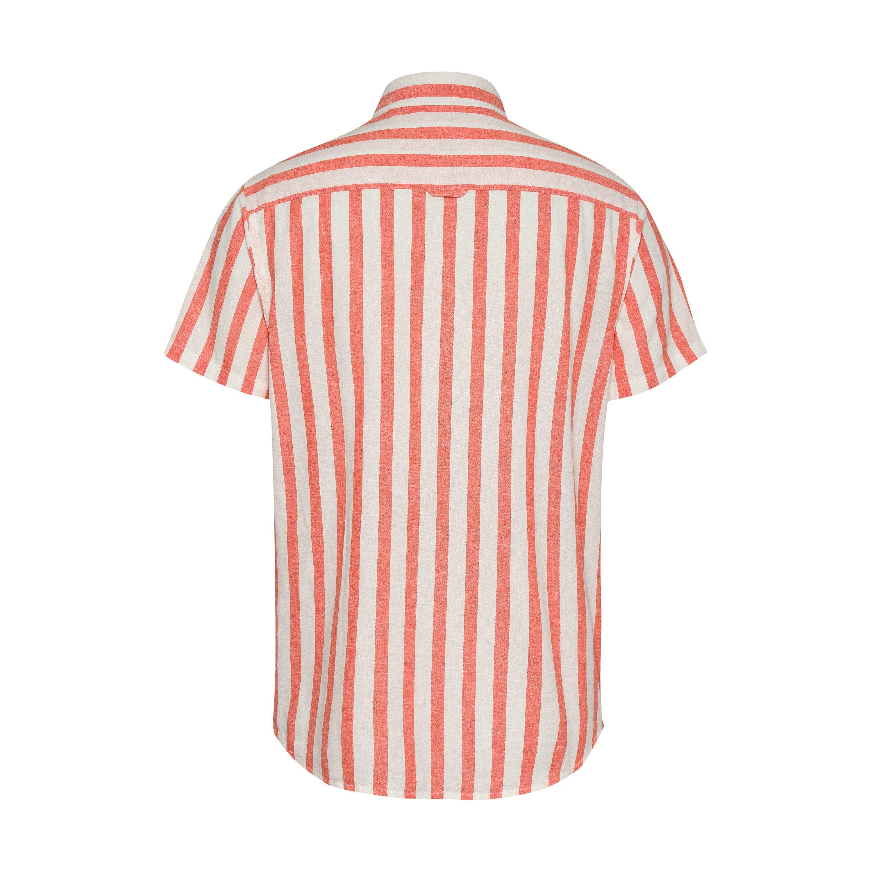 Ecru/Vermillion - Tommy Jeans - Men's Long-Sleeve Linen Patterned Shirt - 6