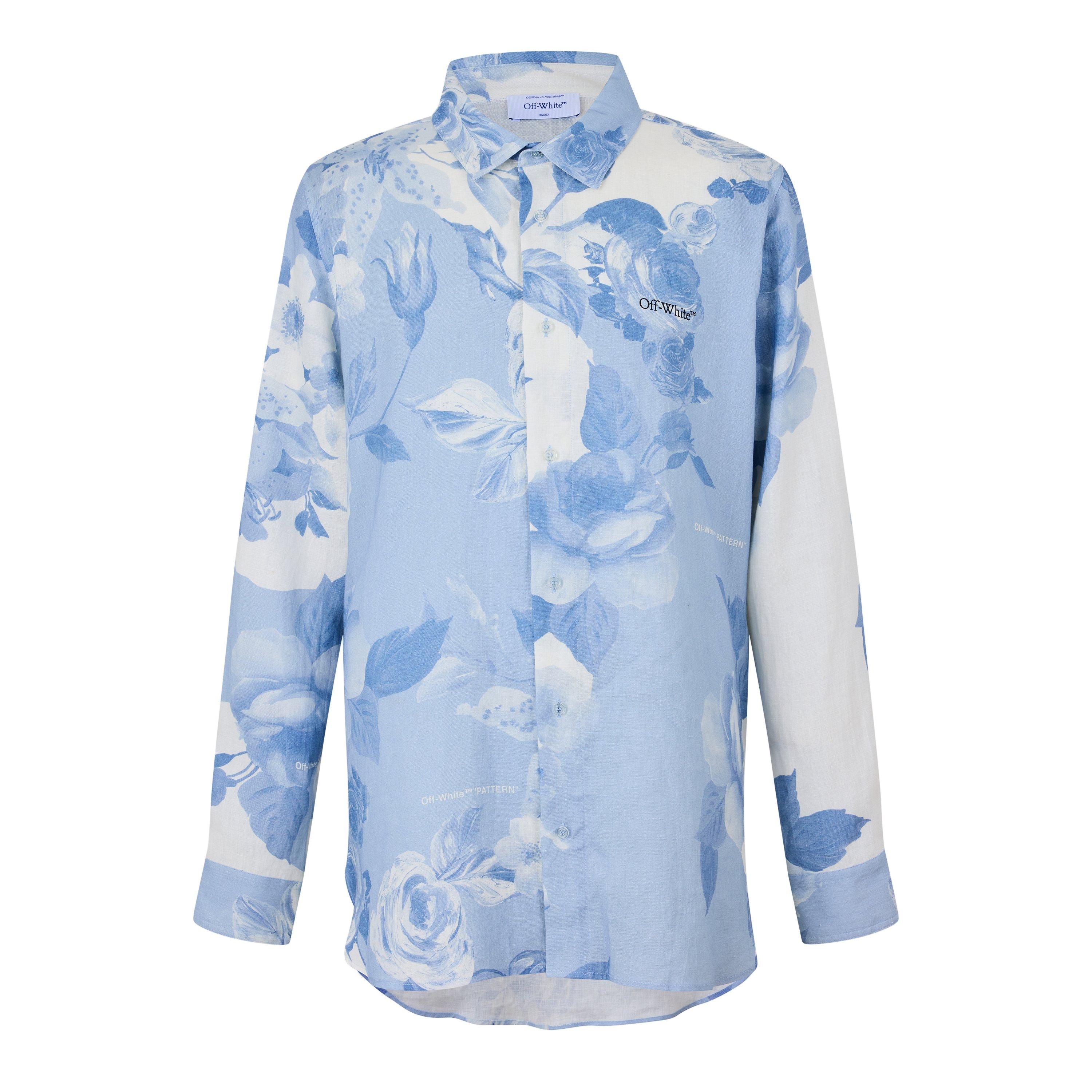 White/Blue - Off White - Men's Long Sleeve Dress Shirt - 1