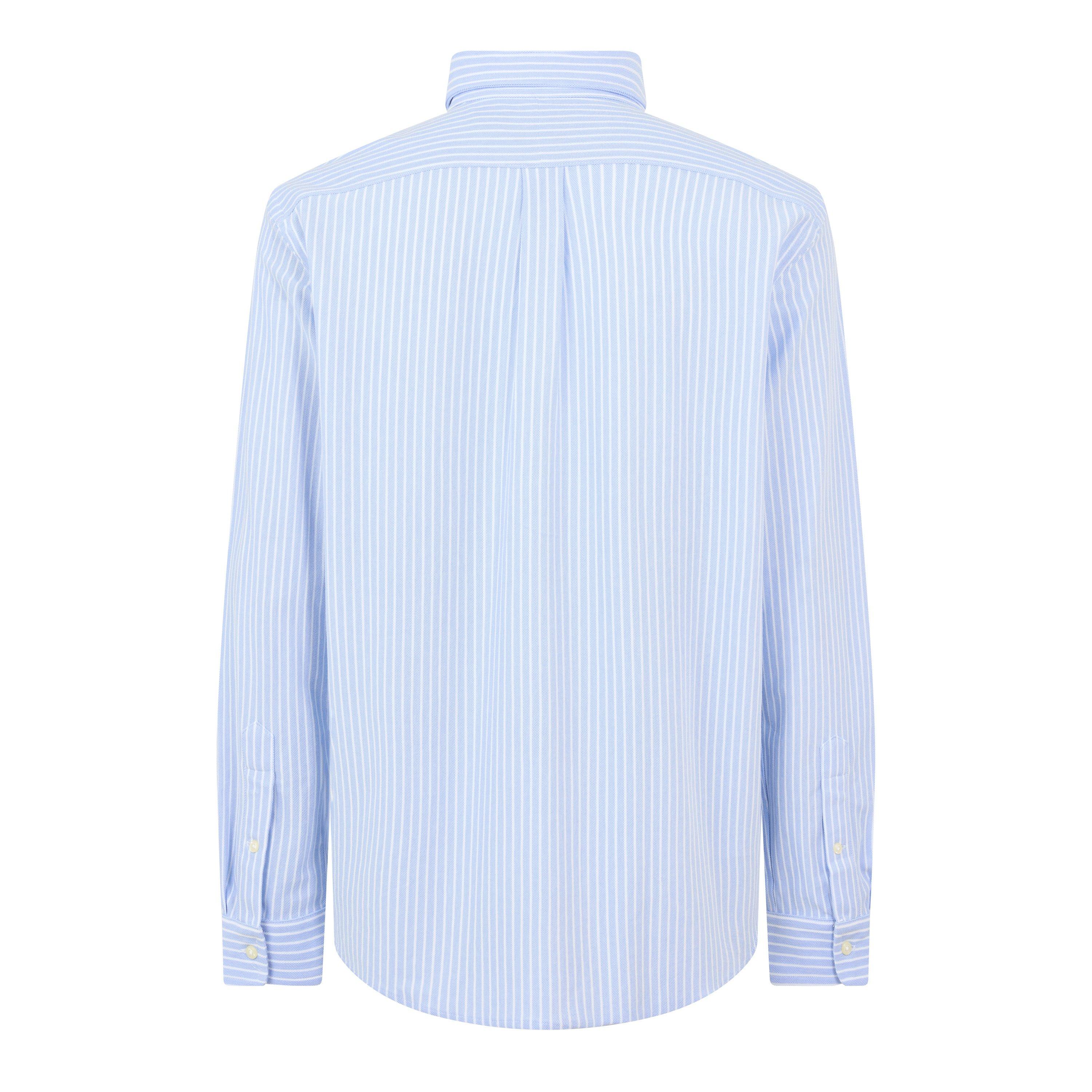DressBlue/Wht - Polo Ralph Lauren - Men's Striped Knit Cotton Long-Sleeve Oxford Shirt - 2