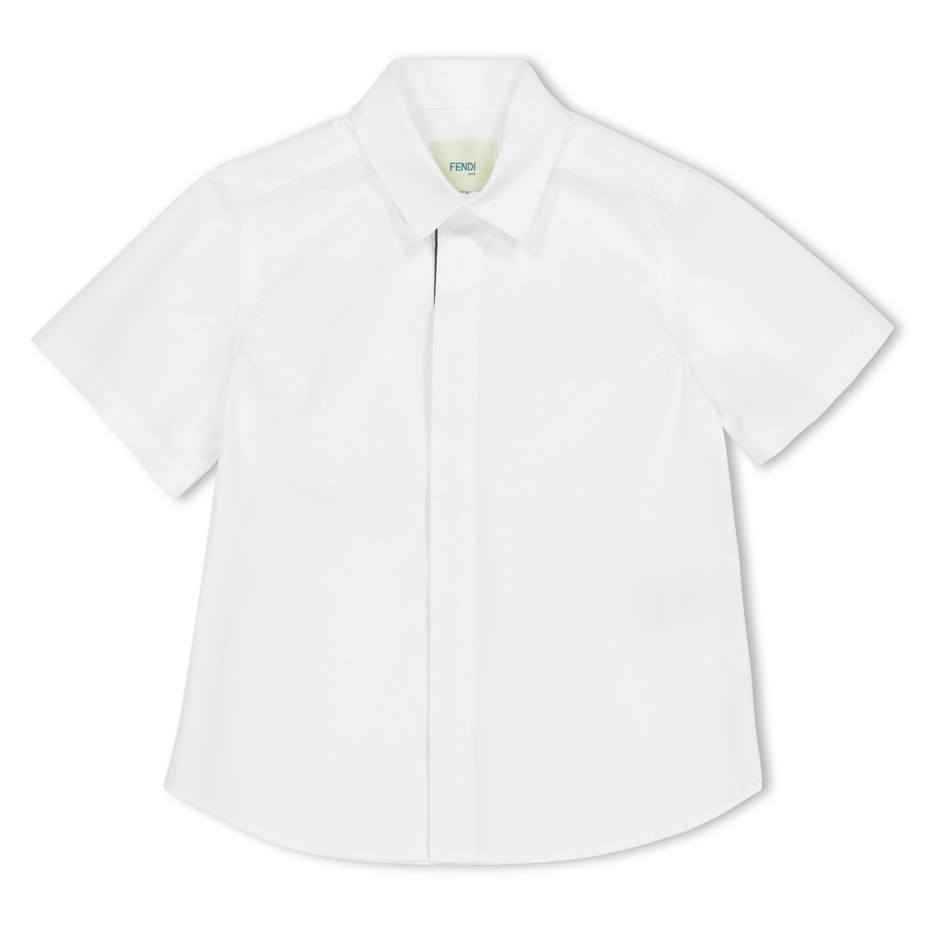 Fendi Kids' Oxford Short Sleeve Shirt - White F0TU9 - Size 14Y