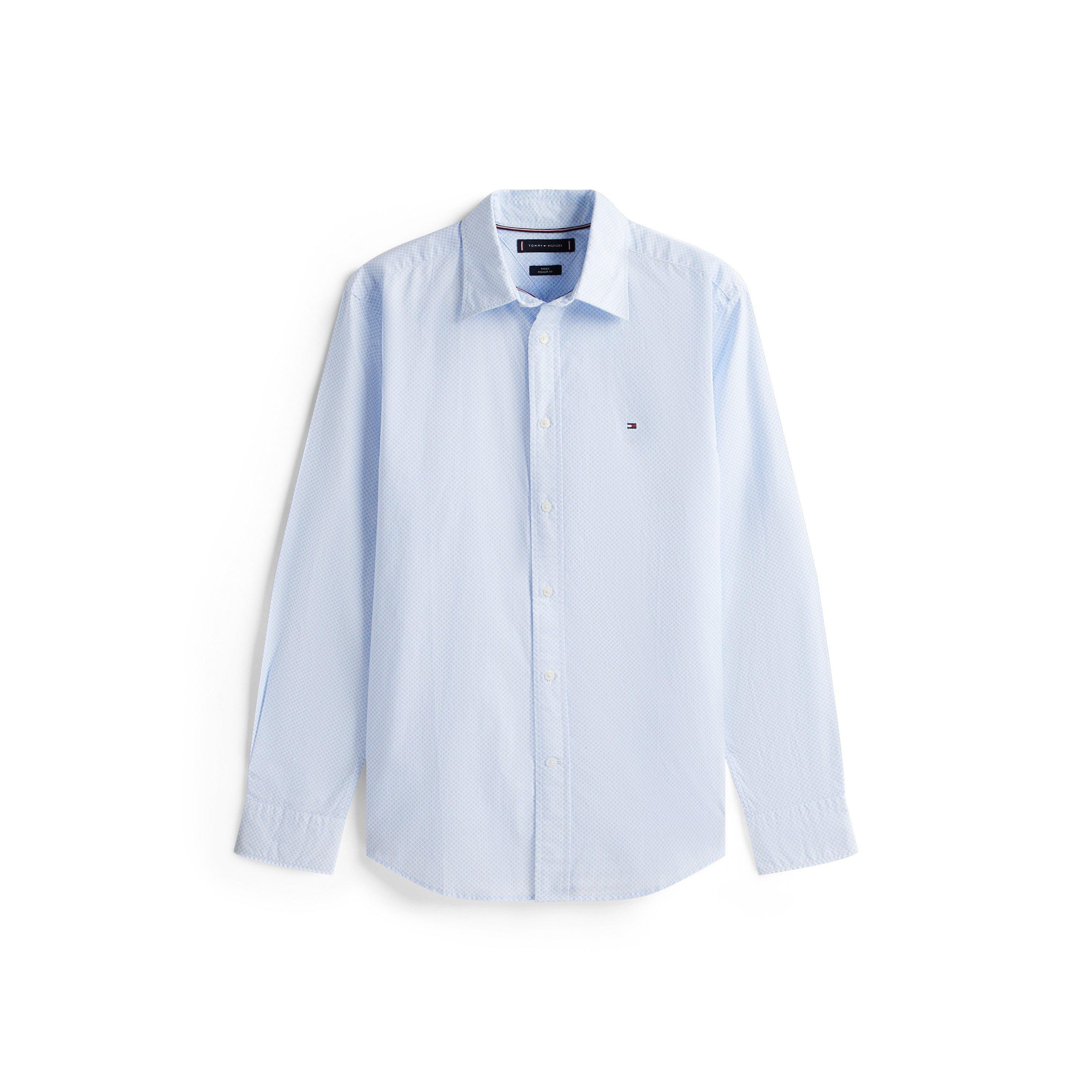 Tommy Hilfiger Men's Long-Sleeve Poplin Print Patterned Shirt - Sweet Blue 0Gy - S