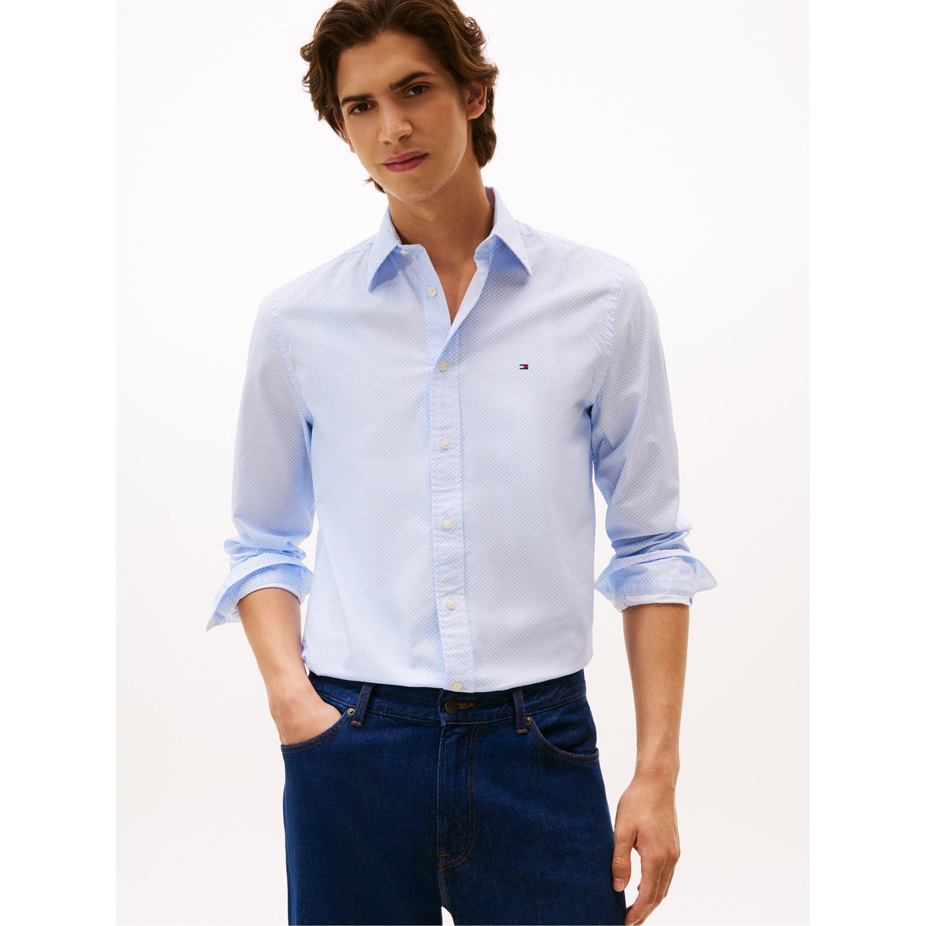 Sweet Blue 0GY - Tommy Hilfiger - Men's Long-Sleeve Poplin Print Patterned Shirt - 2