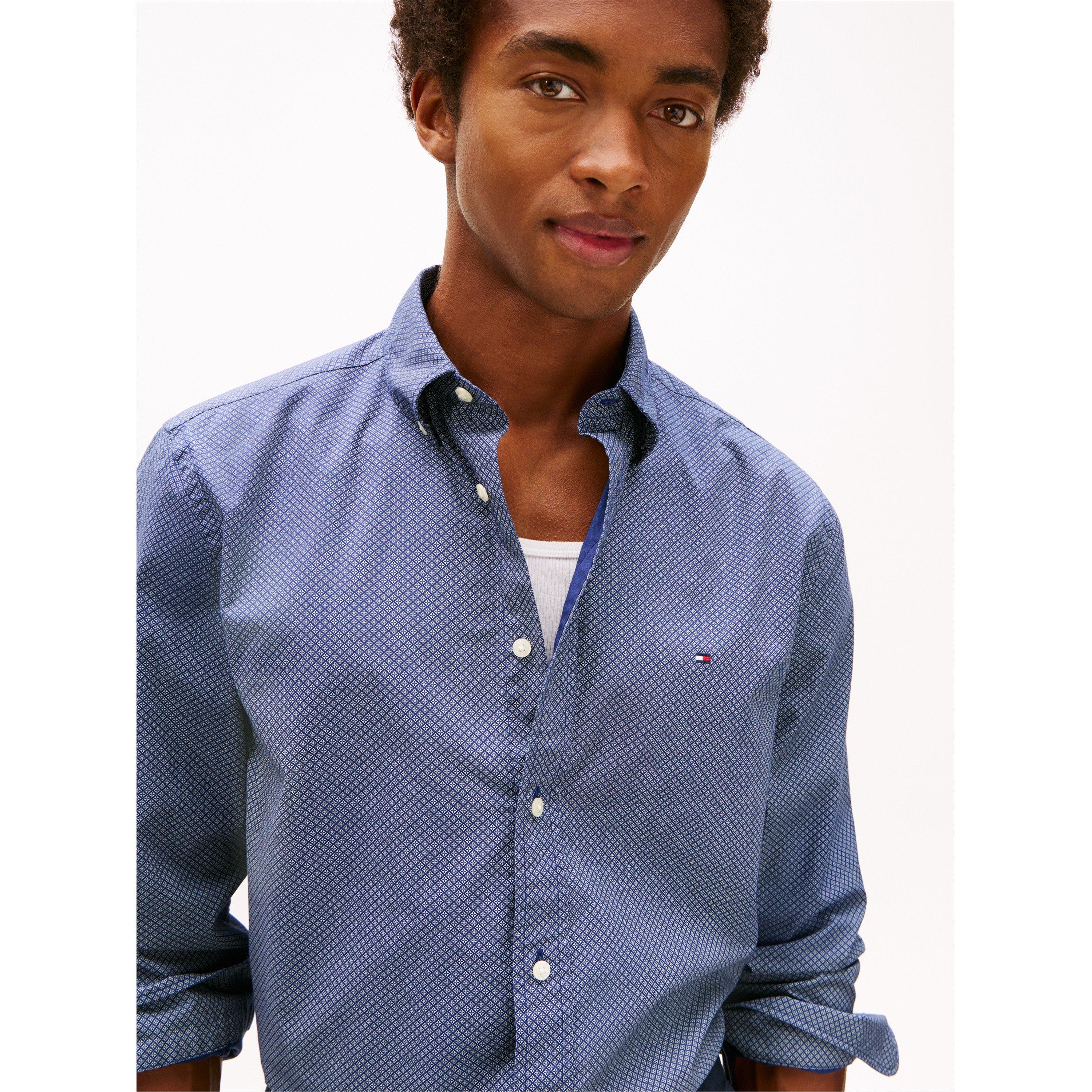 Preppy Navy 0GZ - Tommy Hilfiger - Men's Long-Sleeve Poplin Print Patterned Shirt - 5