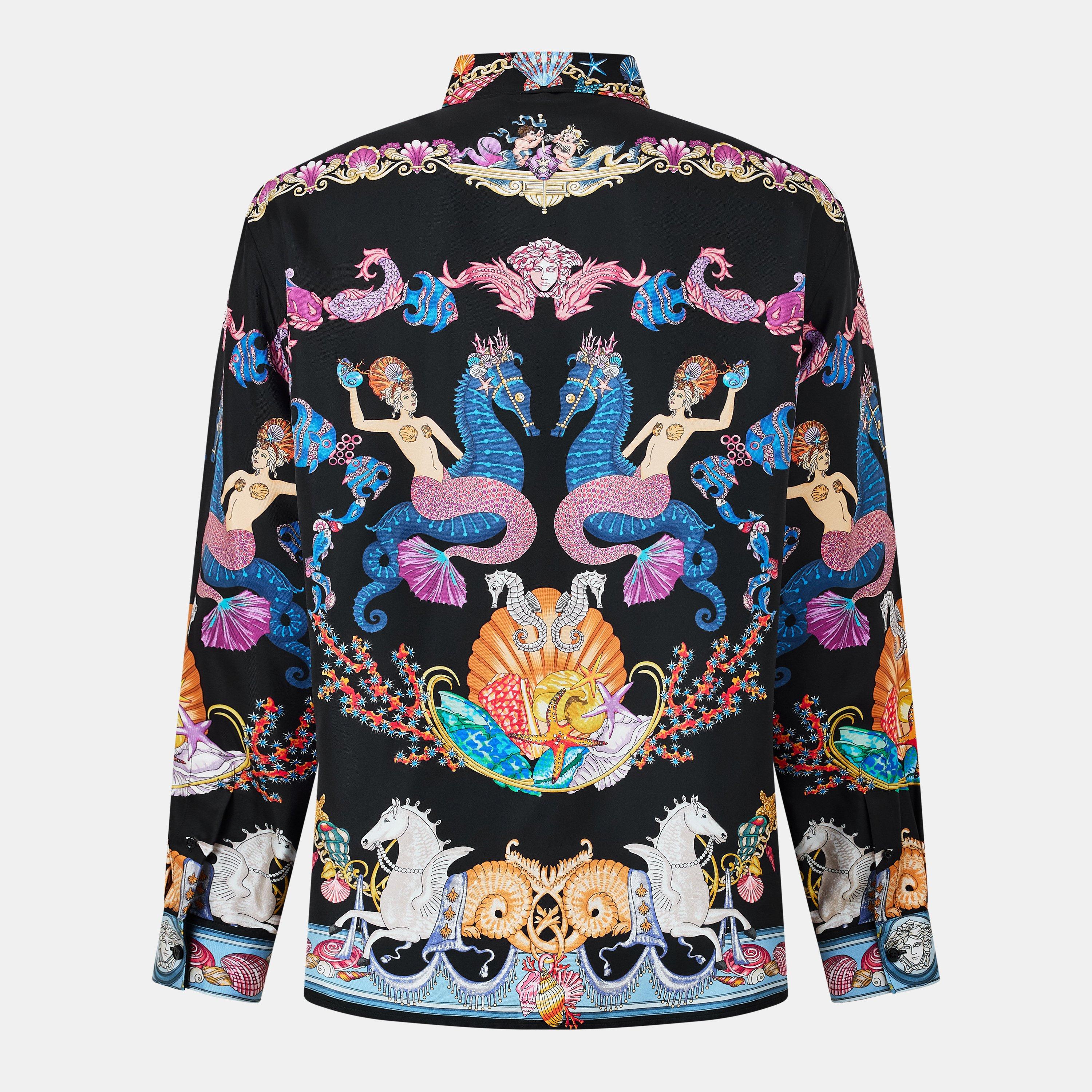 Black - Versace - Men's Patterned Short-Sleeve Shirt - 2