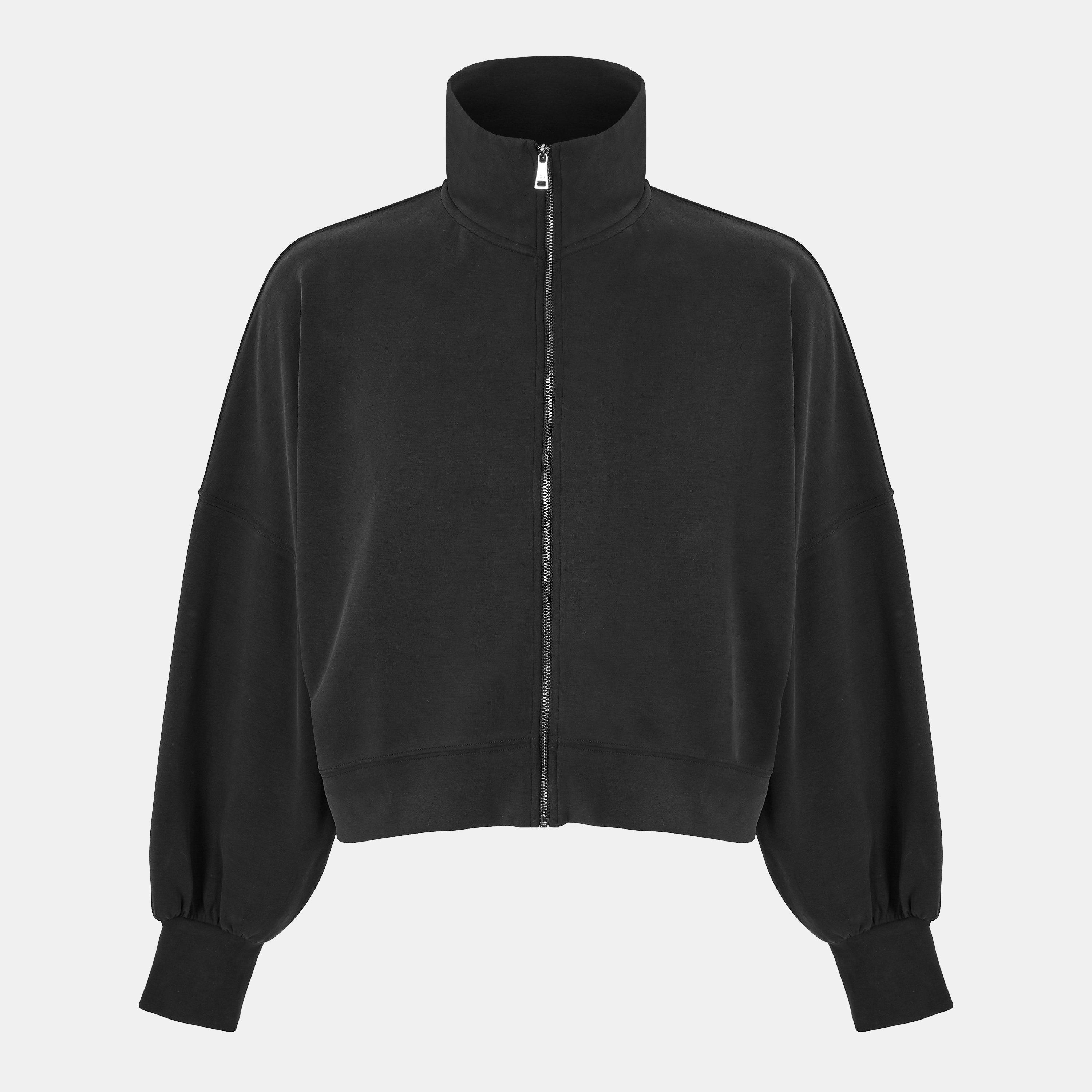 Black - Ted Baker - Men's Zipped Funnel Neck Full Zip Fleece Fabric - 1