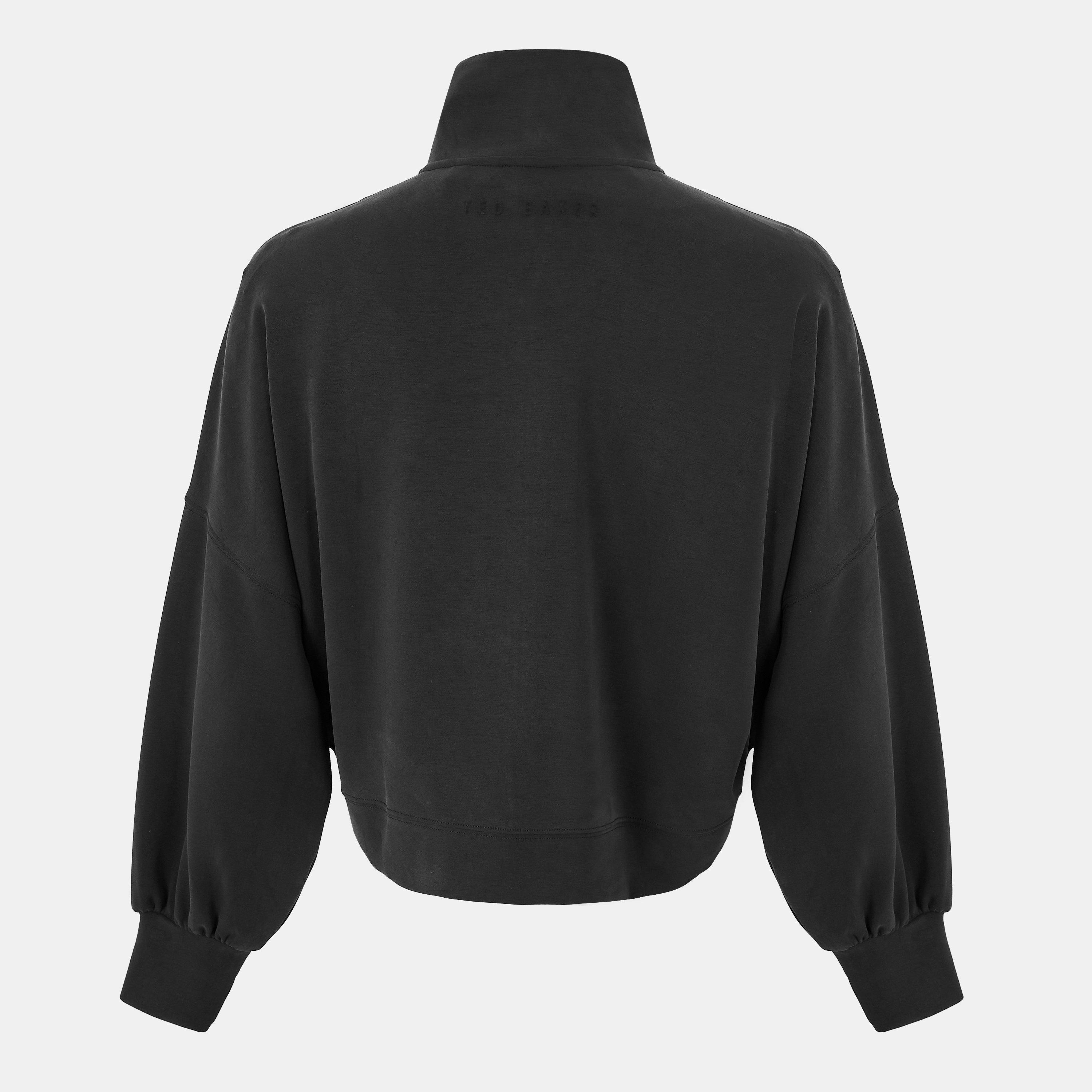 Black - Ted Baker - Men's Zipped Funnel Neck Full Zip Fleece Fabric - 2