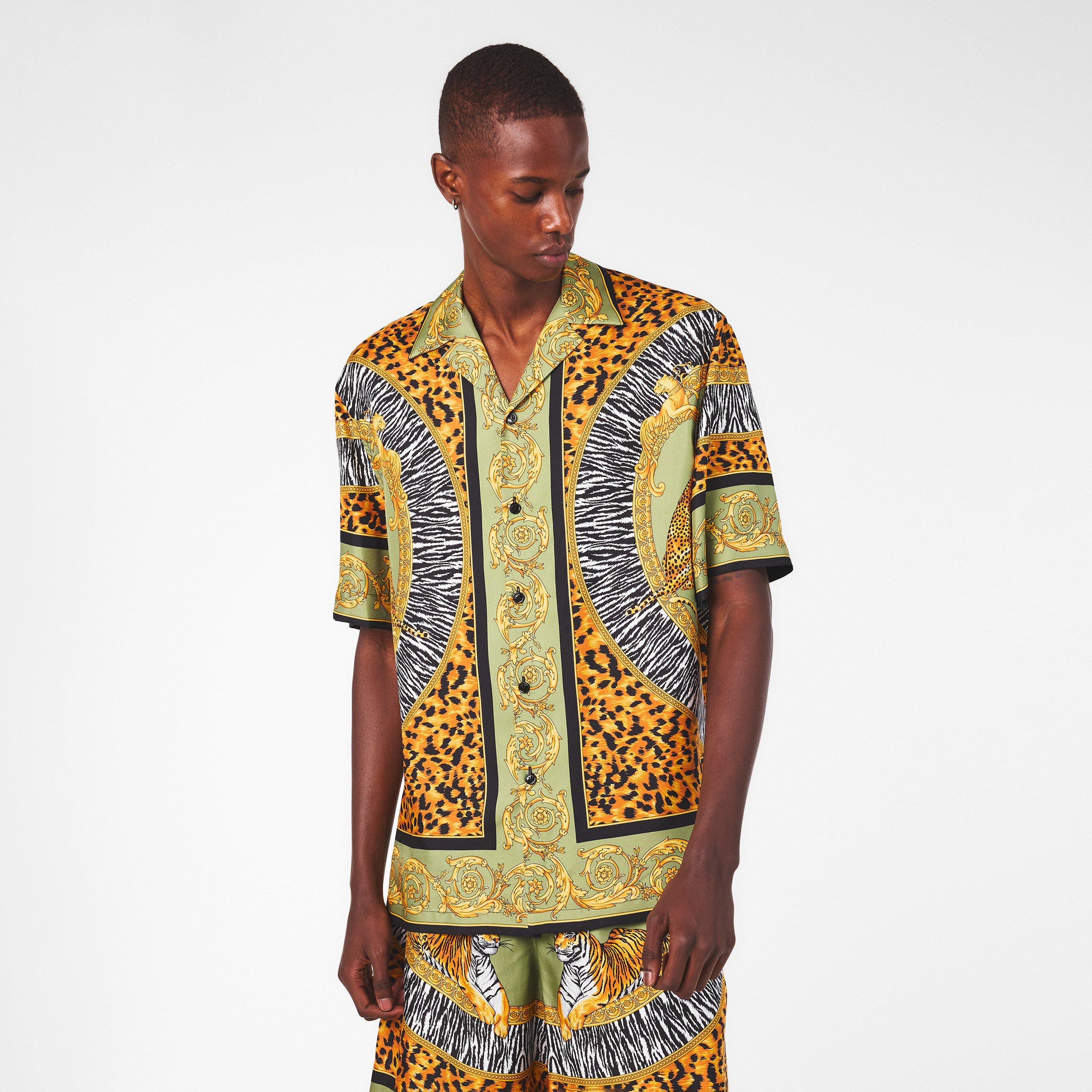 Multi - Versace - Men's Patterned Short-Sleeve Shirt - 3