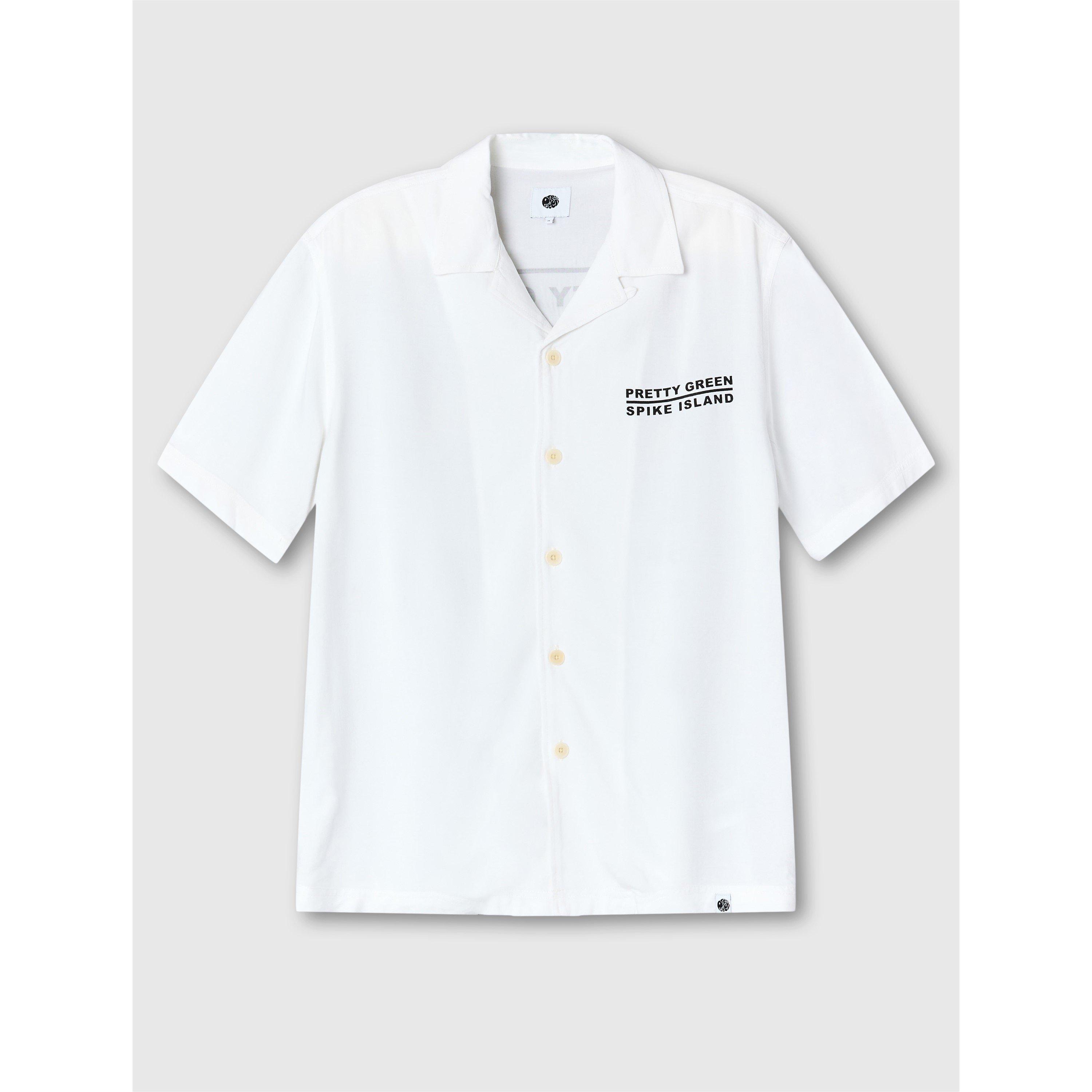 White - Pretty Green - Men's Spike Island Short-Sleeve Plain Shirt - 1