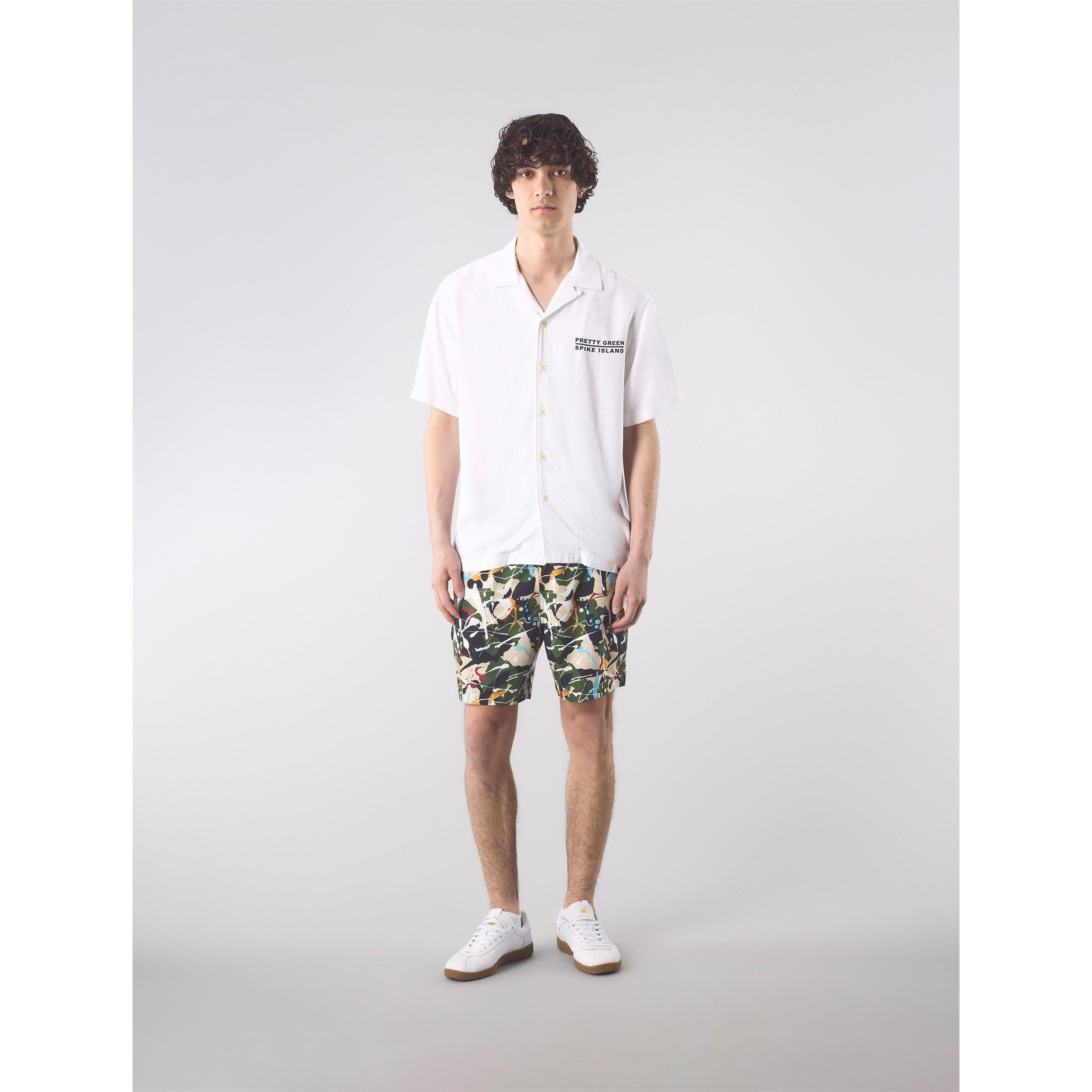 Hvid - Pretty Green - Men's Spike Island Short-Sleeve Plain Shirt - 2