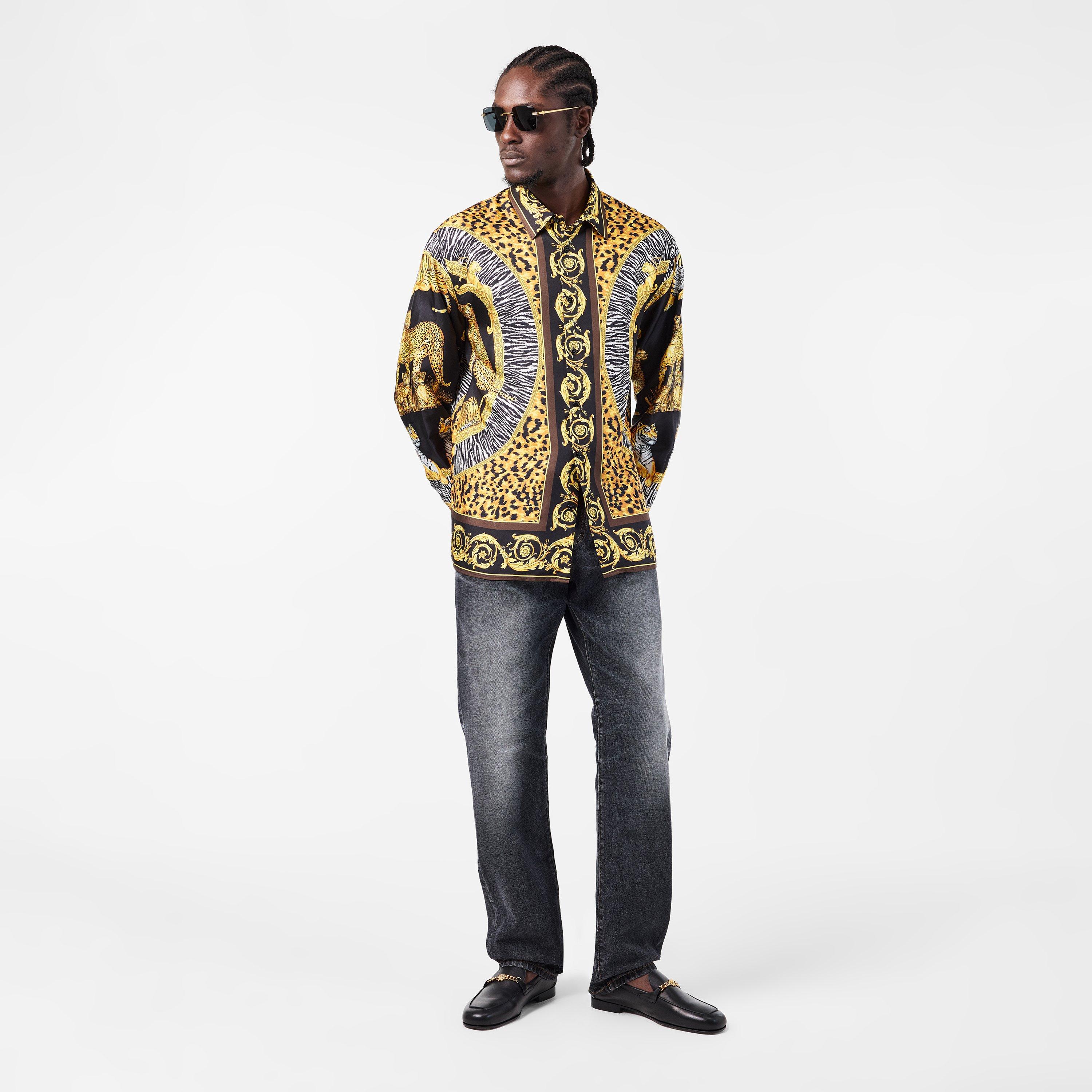 Multi - Versace - Men's Patterned Long-Sleeve Shirt - 6