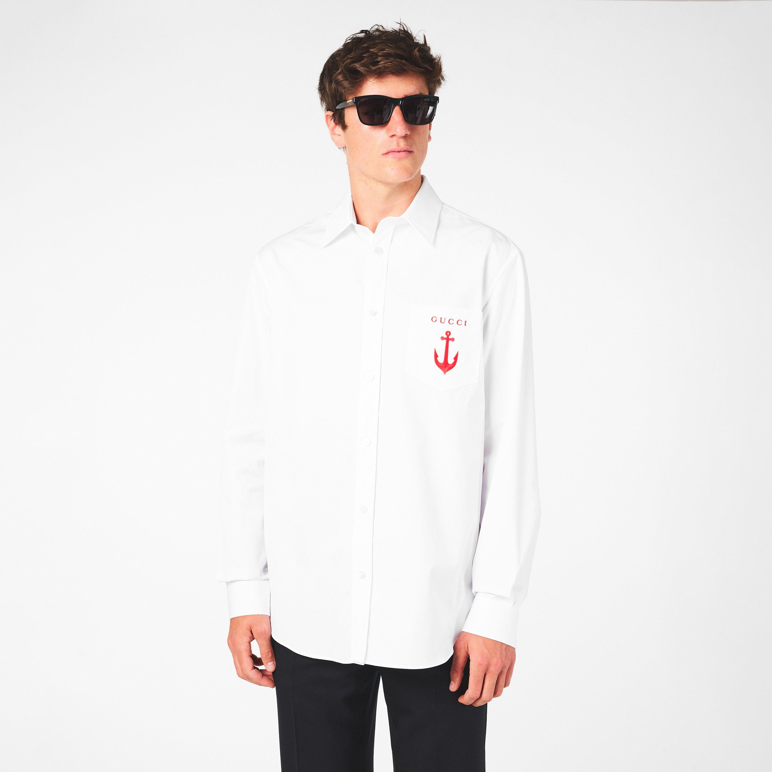 White - Gucci - Men's Plain Long-Sleeve Shirt - 3