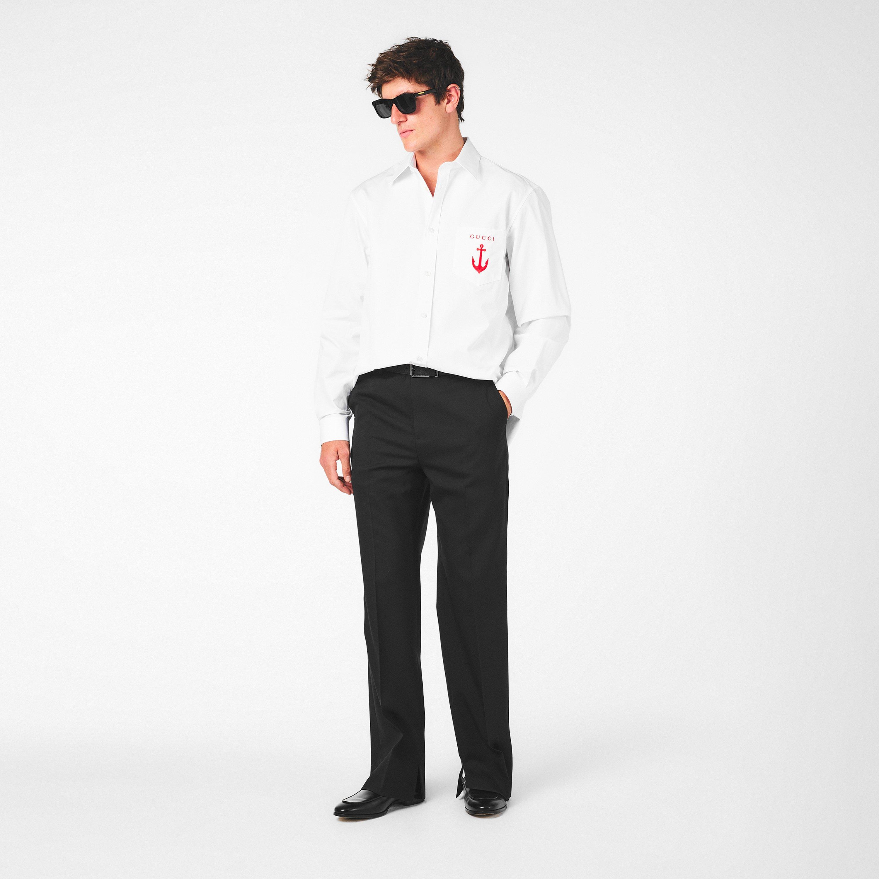 White - Gucci - Men's Plain Long-Sleeve Shirt - 6