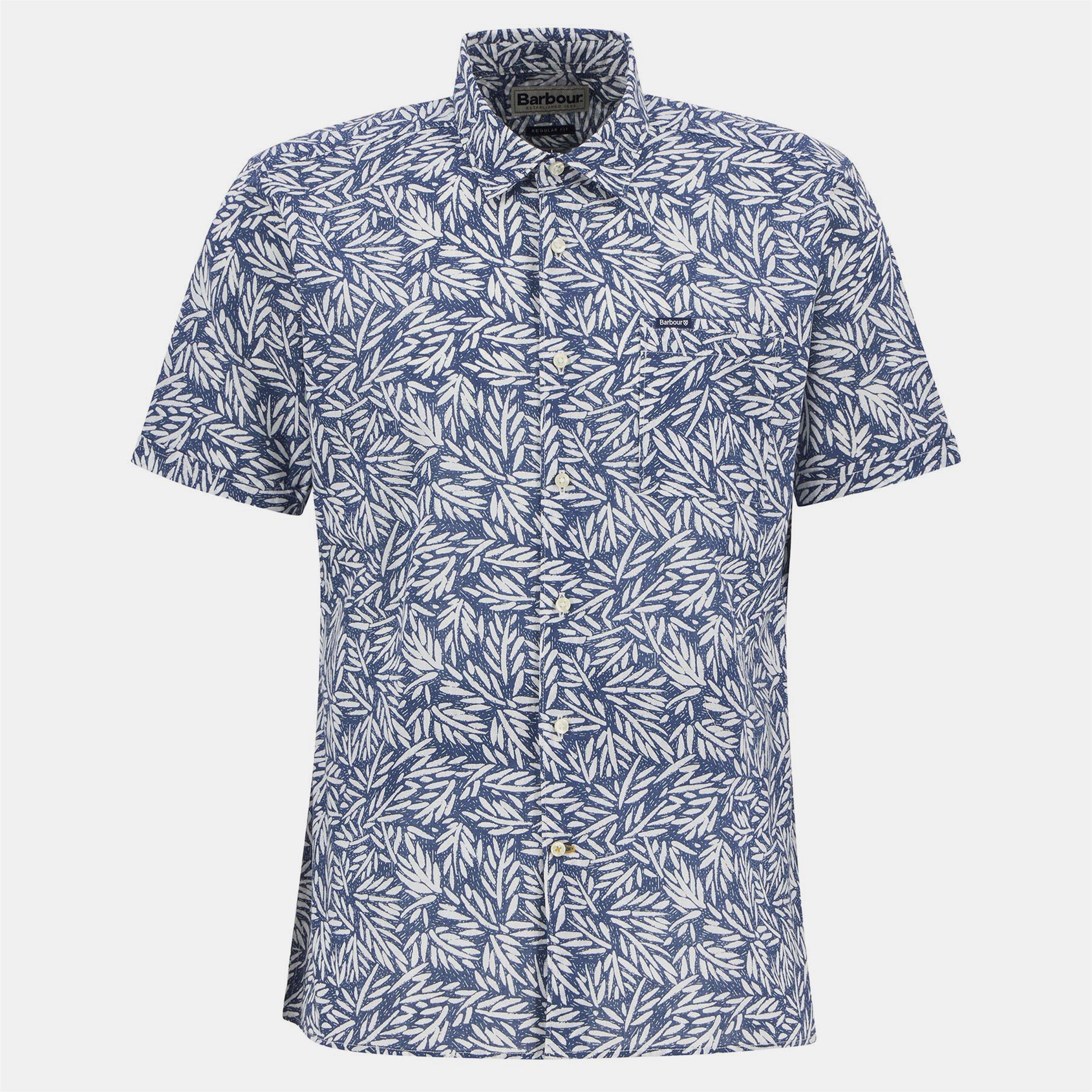 Dark Denim NY38 - Barbour - Men's Jackstone Short Sleeve Geometric Print Shirt - 1
