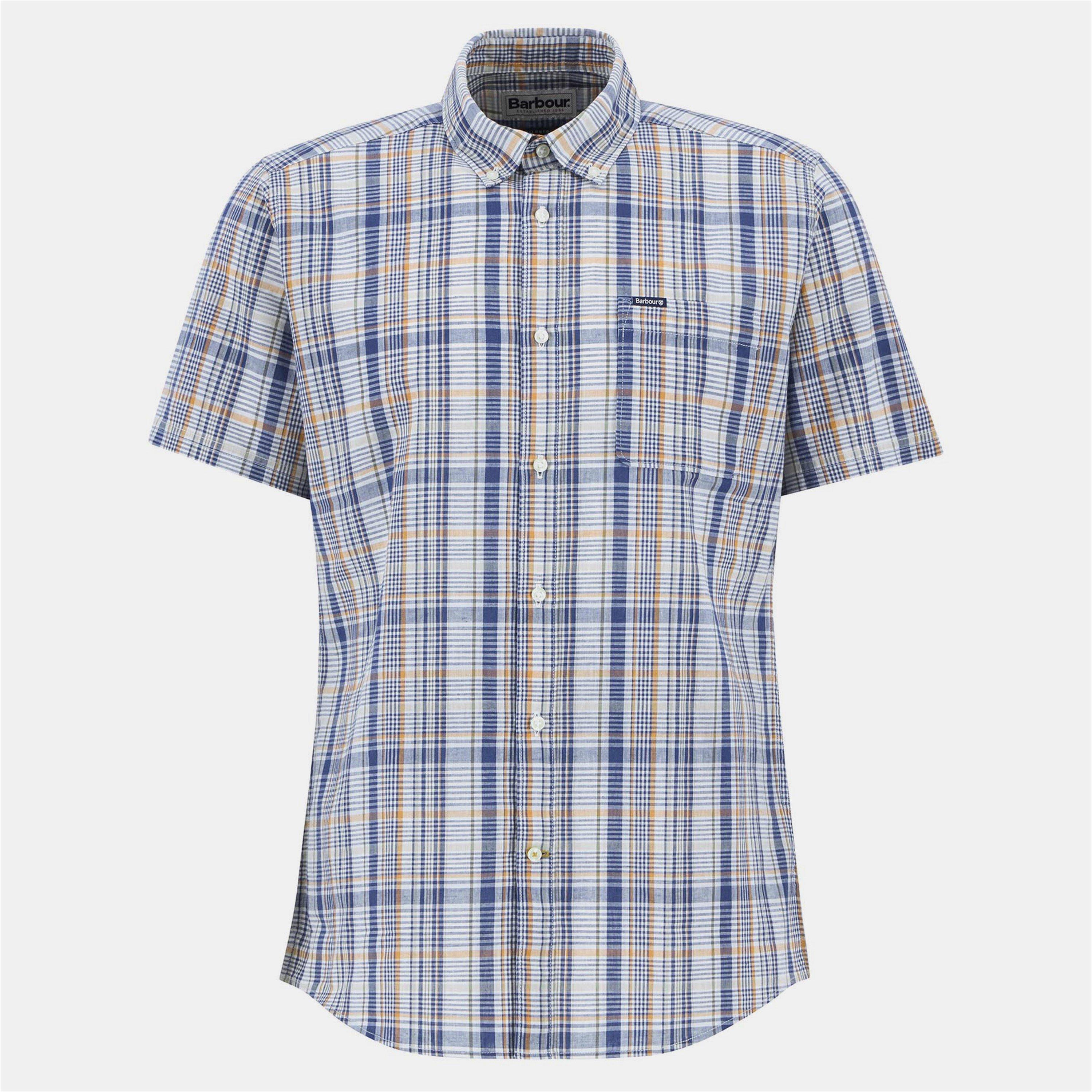Dark Denim NY38 - Barbour - Men's Elton Short-Sleeve Patterned Shirt - 1