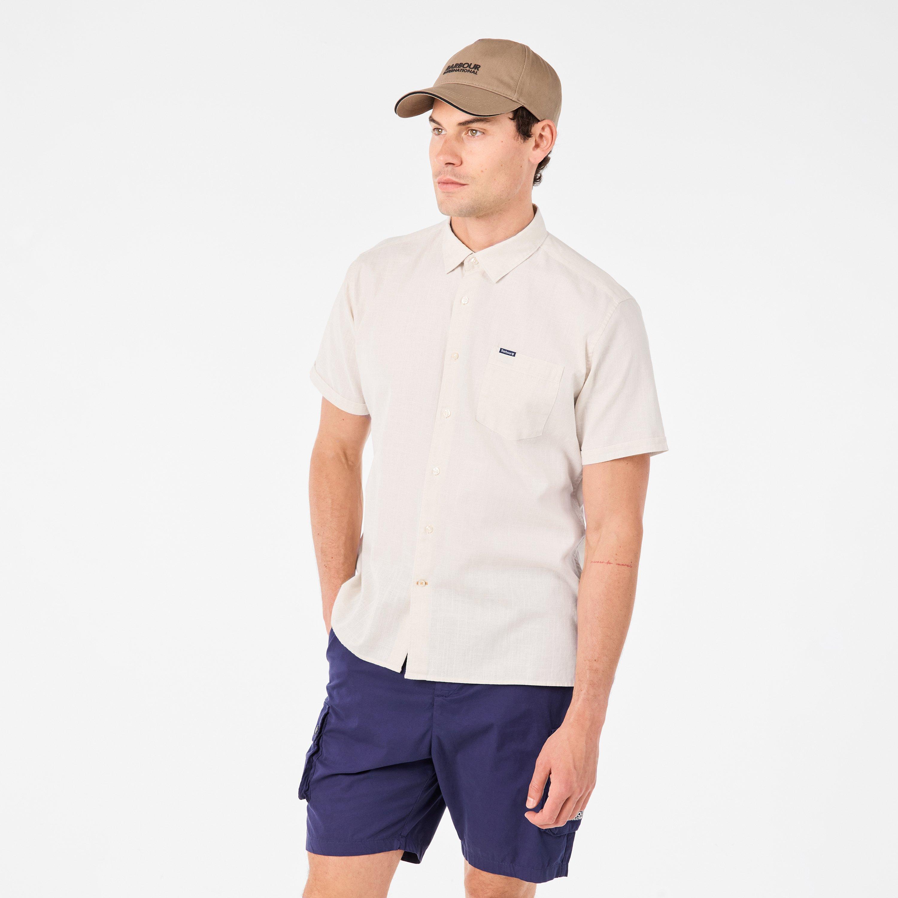 Oatmeal BE72 - Barbour - Men's Pigment Short-Sleeve Plain Shirt - 3