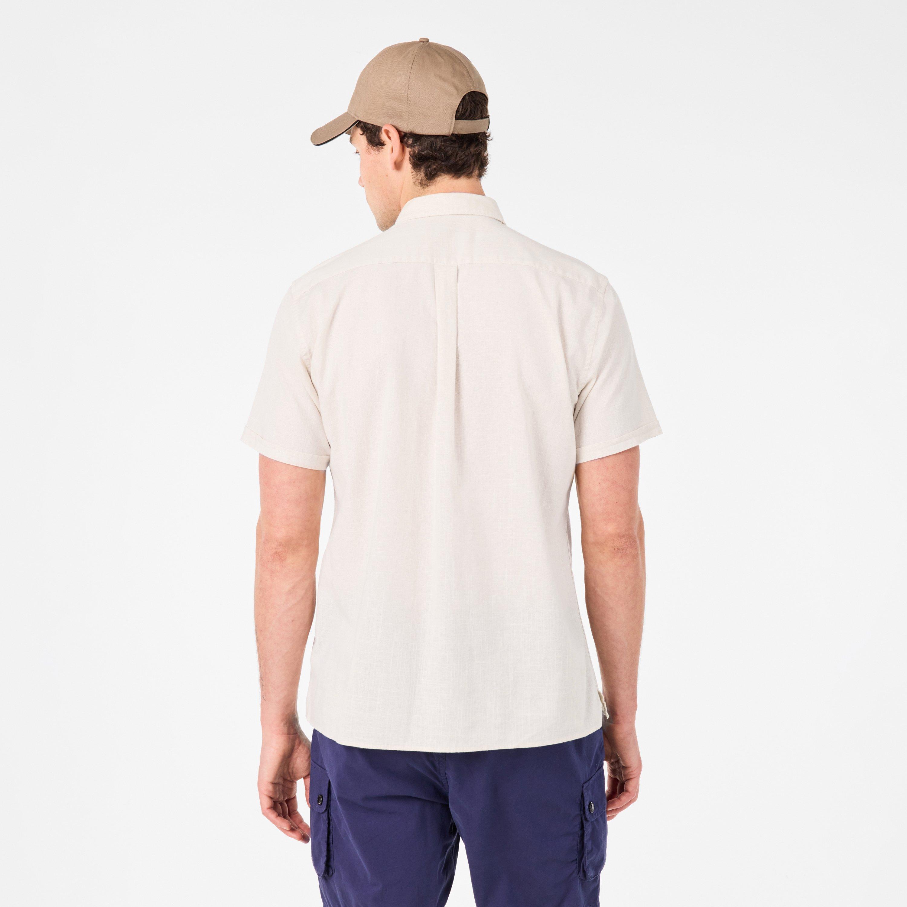 Oatmeal BE72 - Barbour - Men's Pigment Short-Sleeve Plain Shirt - 4