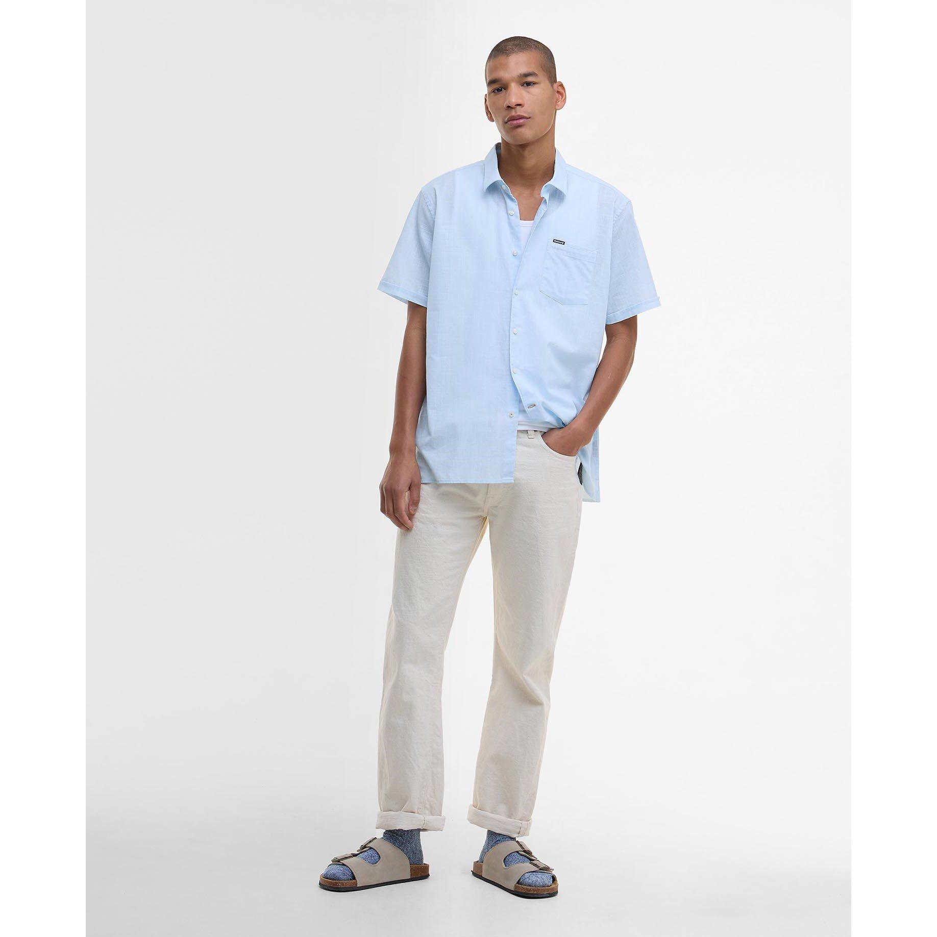 Bleached Blue - Barbour - Men's Pigment Short Sleeve Shirt - 5