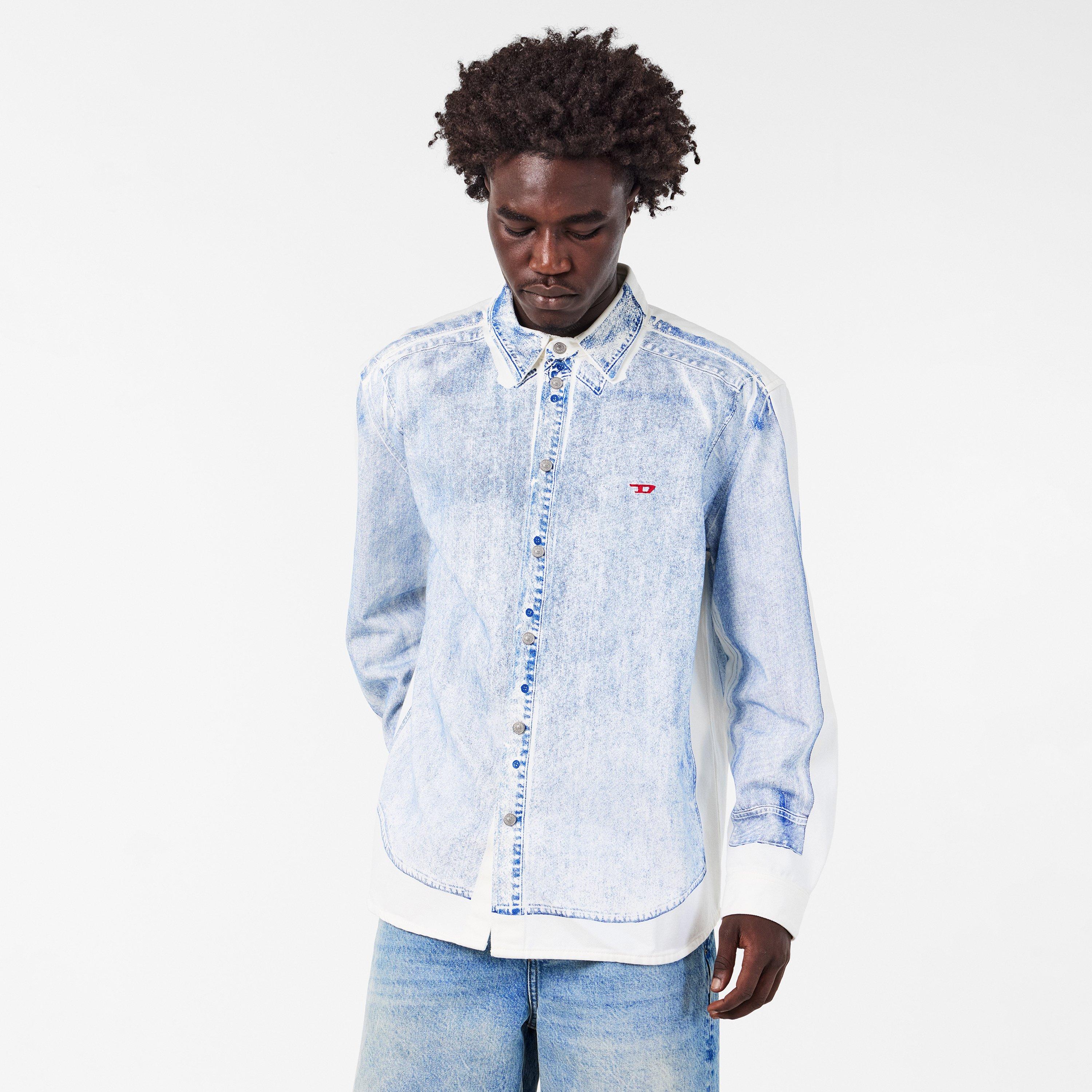 Blue Denim - Diesel - Men's Long Sleeve Plain Shirt - 3