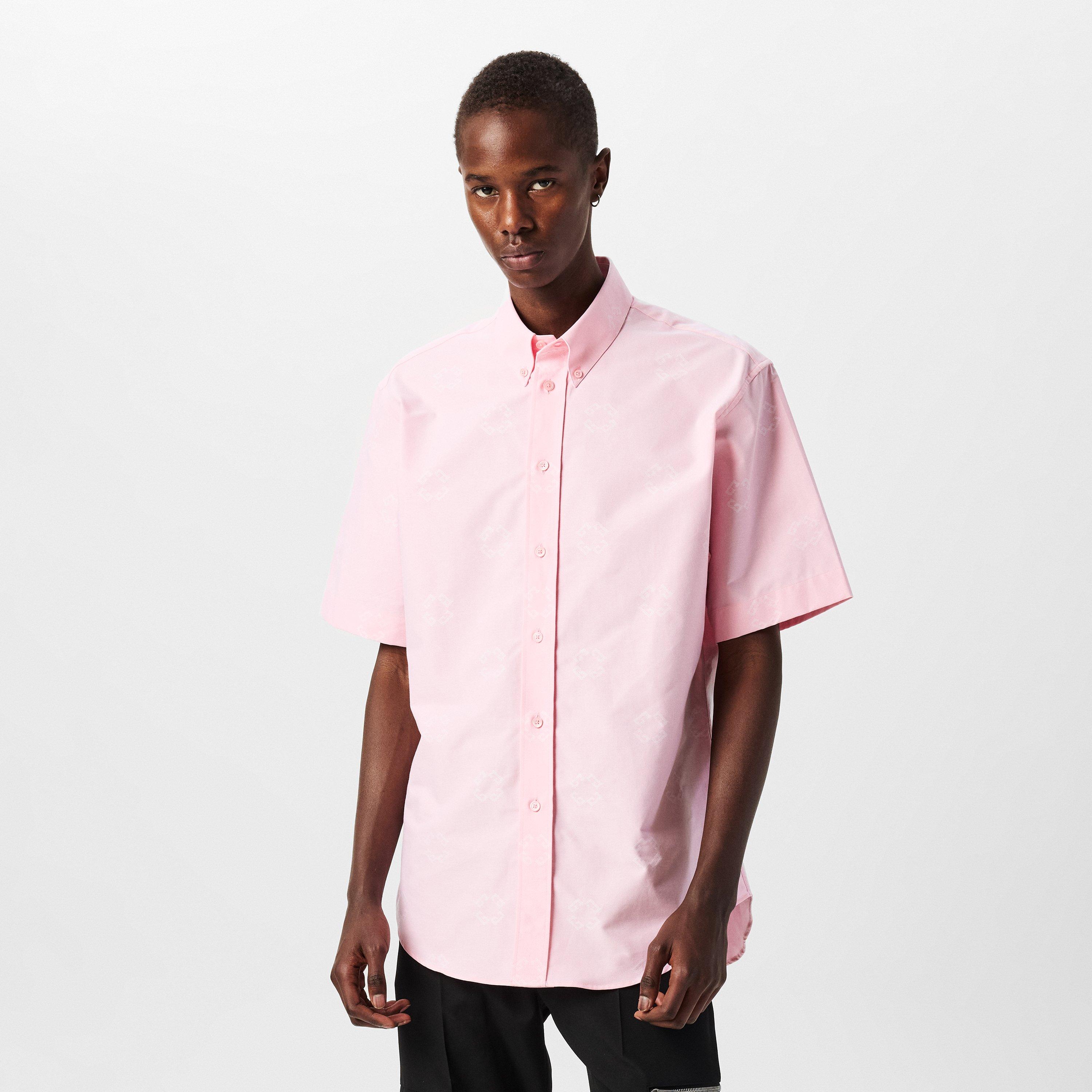 Pink - GIVENCHY - Men's Monogram Short-Sleeve Plain Shirt - 3