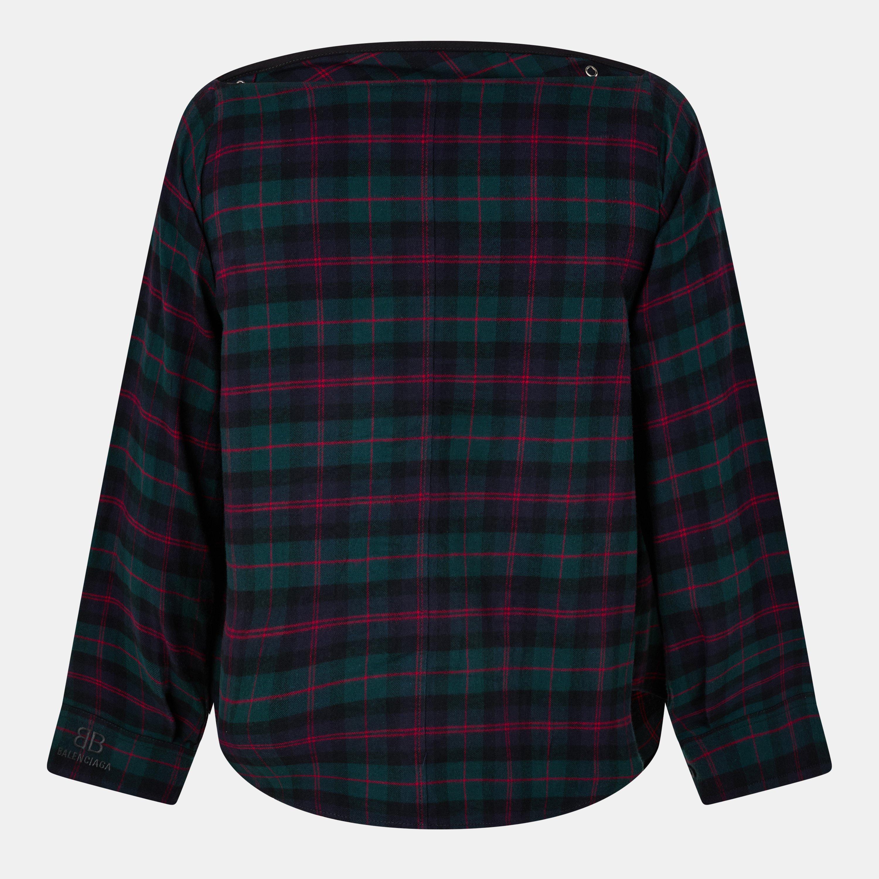 Dark Green/Red - Balenciaga - Men's Plain Short Sleeve Shirt - 2