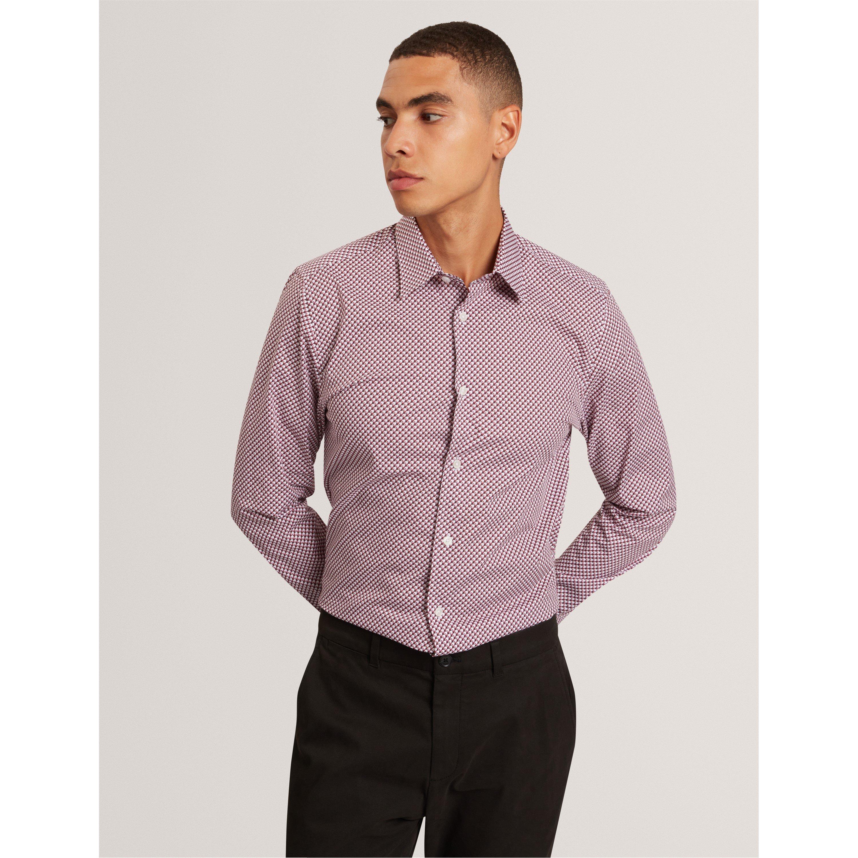 White - Ted Baker - Men's Long Sleeve Patterned Shirt - 3