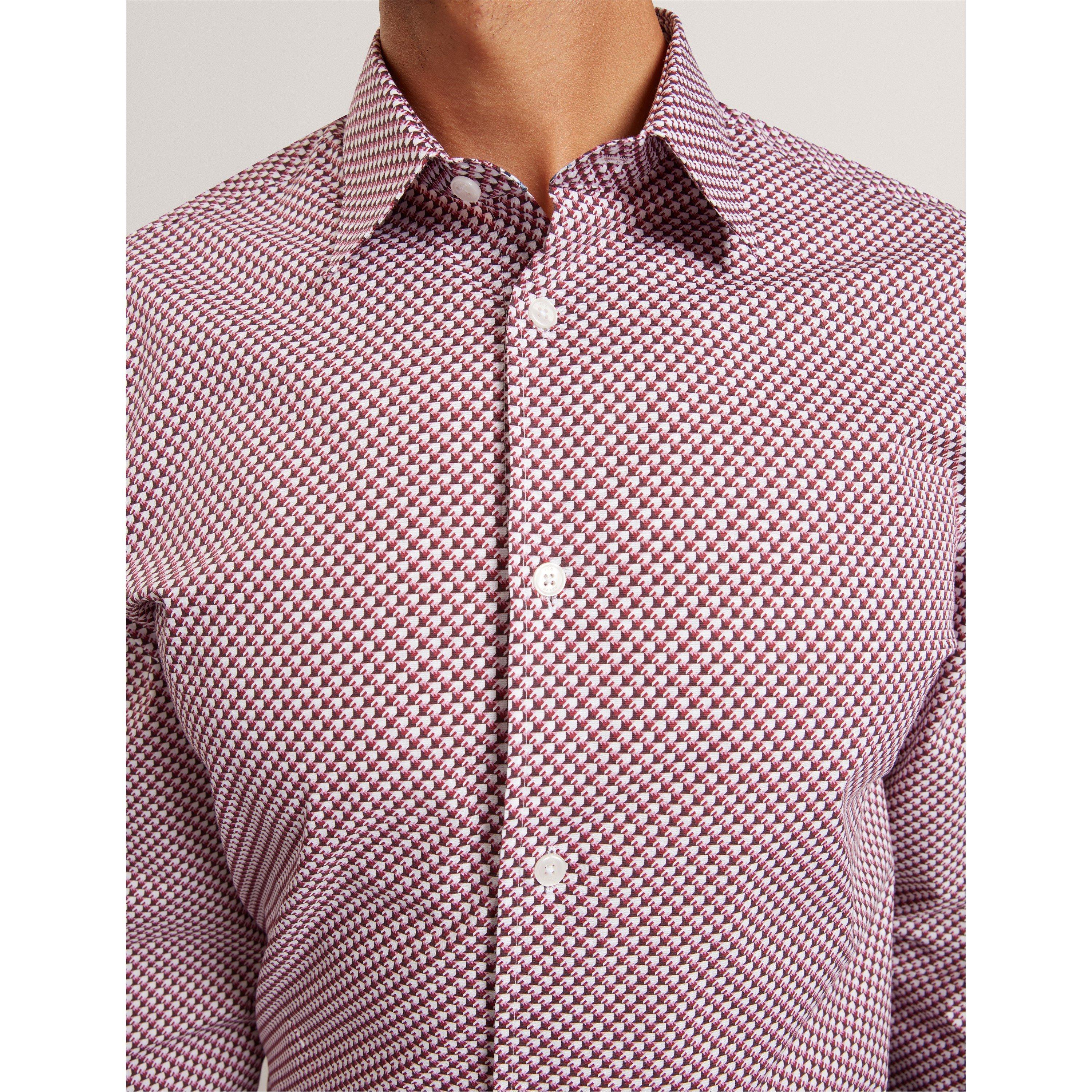 White - Ted Baker - Men's Long Sleeve Patterned Shirt - 5