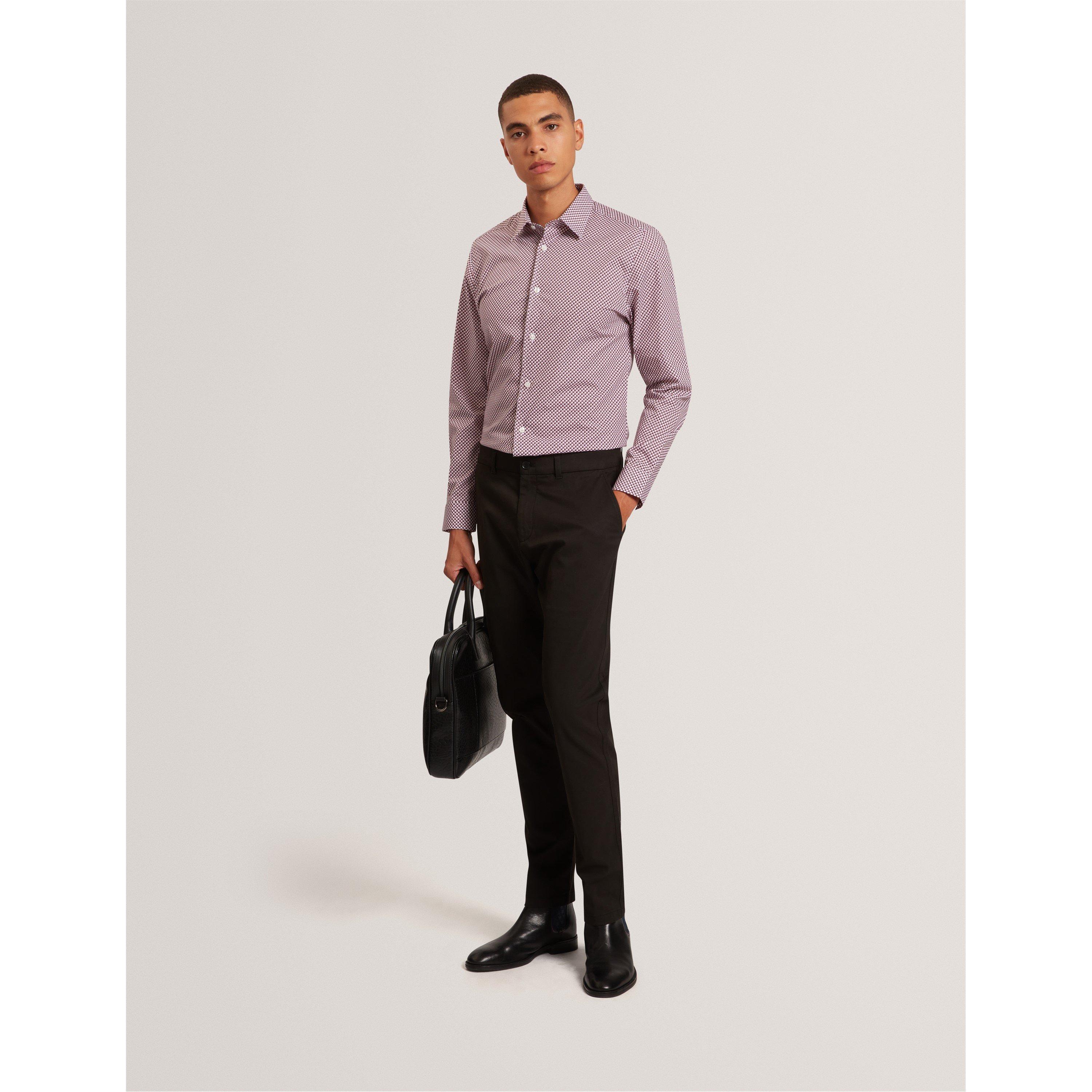 White - Ted Baker - Men's Long Sleeve Patterned Shirt - 6
