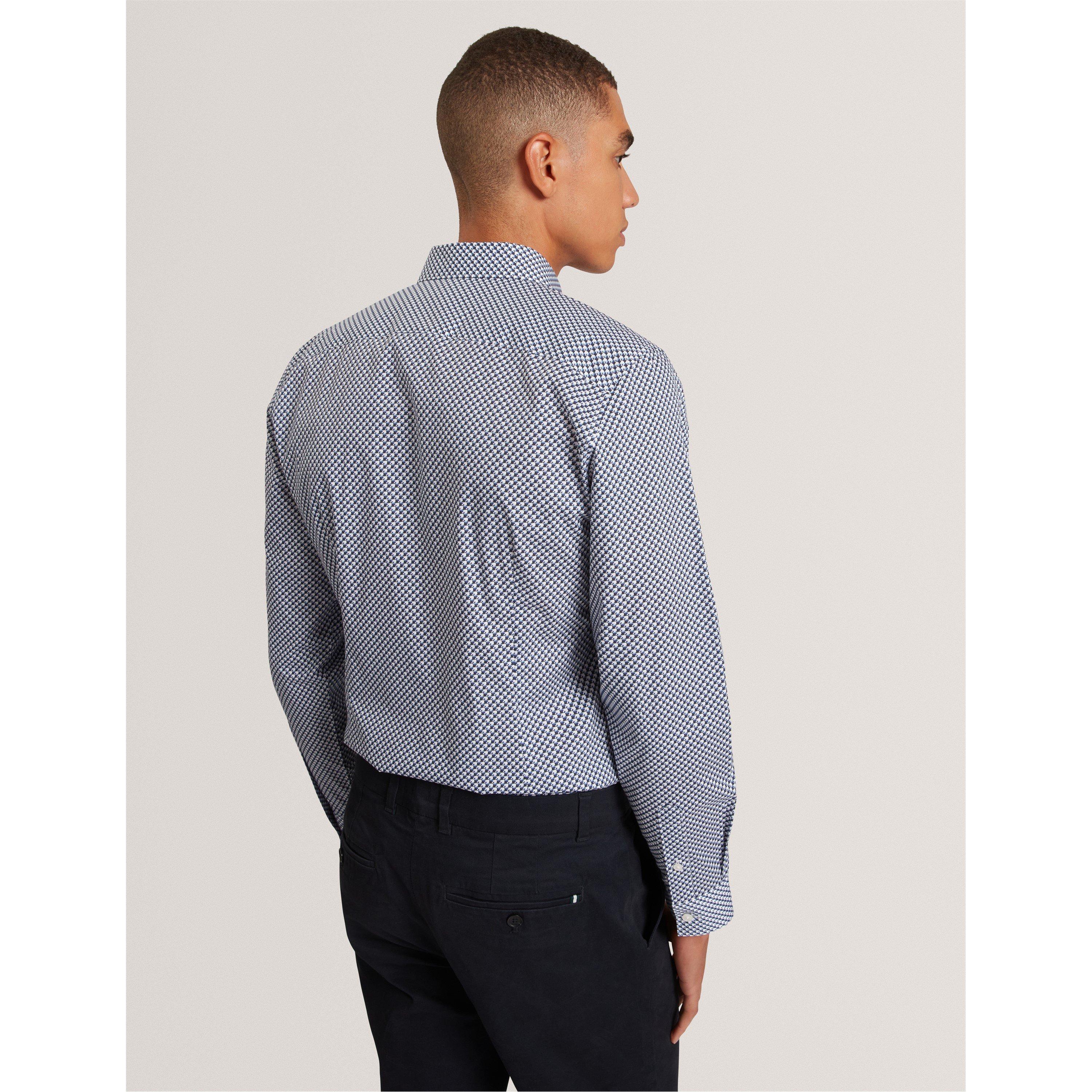 Azul marino - Ted Baker - Men's Long Sleeve Patterned Shirt - 4