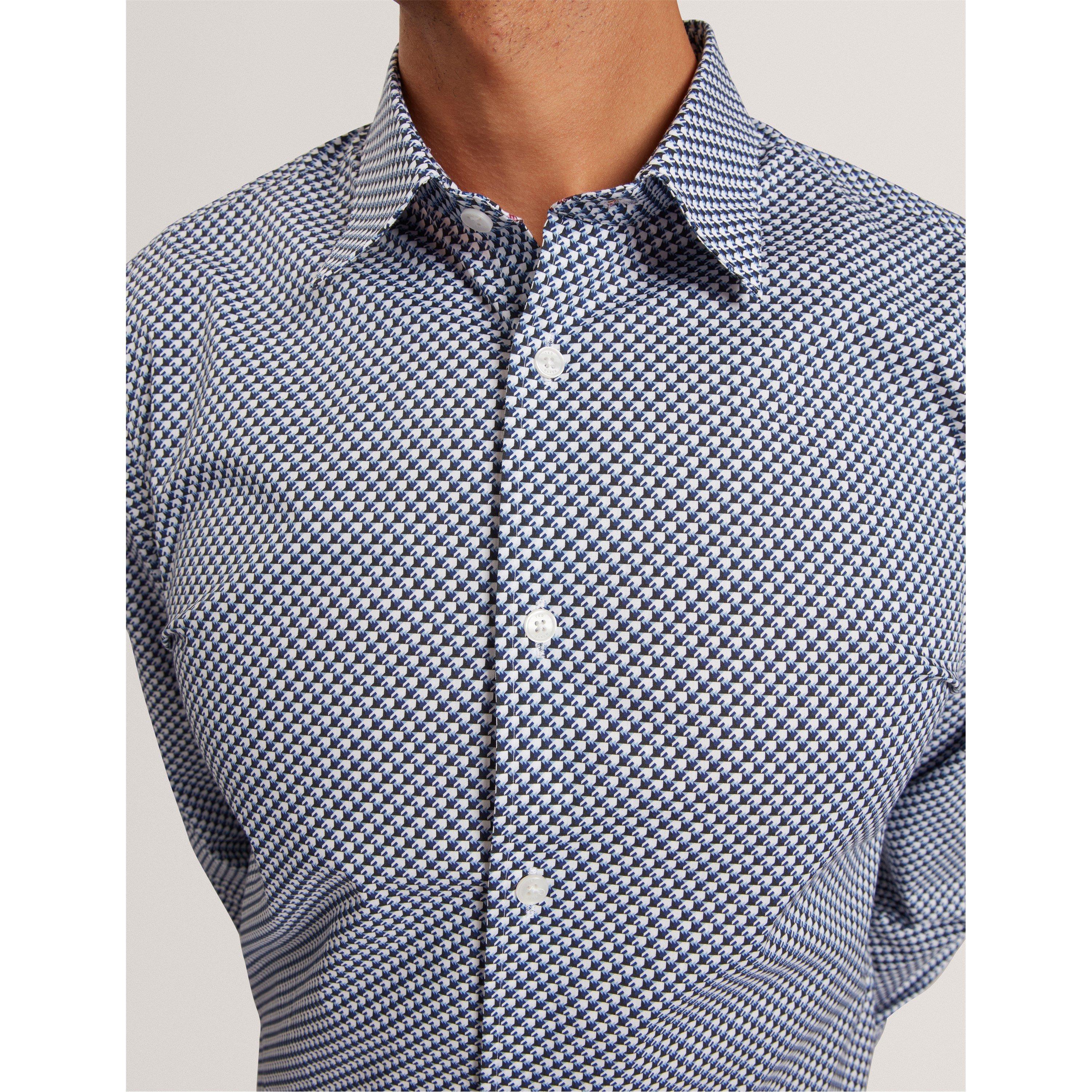 Azul marino - Ted Baker - Men's Long Sleeve Patterned Shirt - 5