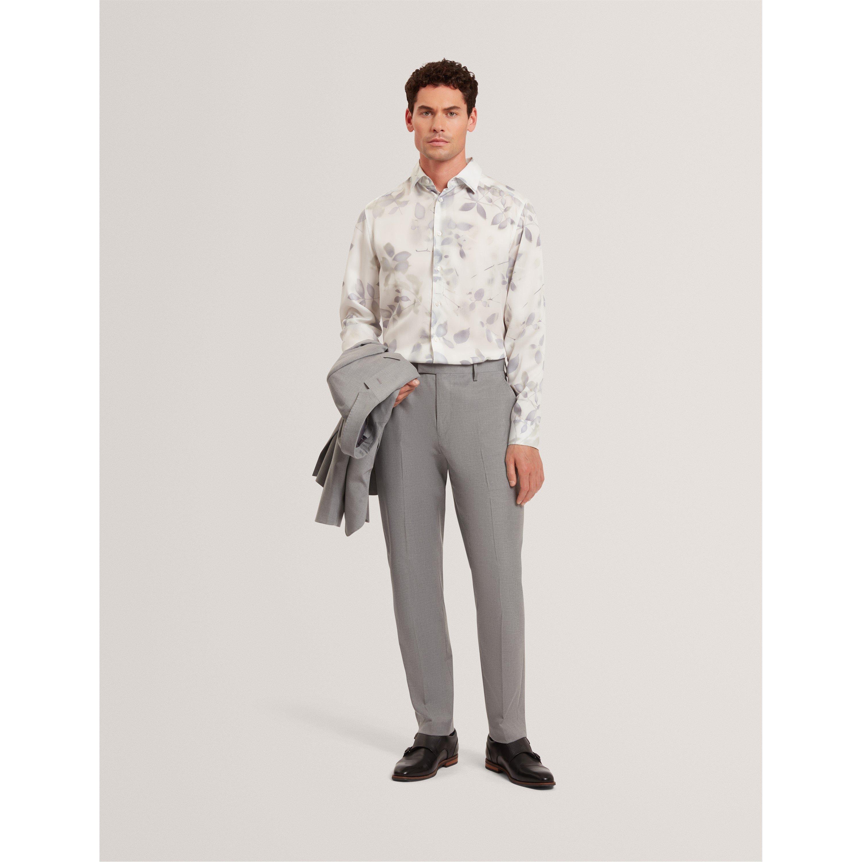 White - Ted Baker - Men's Leaf Print Long-Sleeve Patterned Shirt - 5