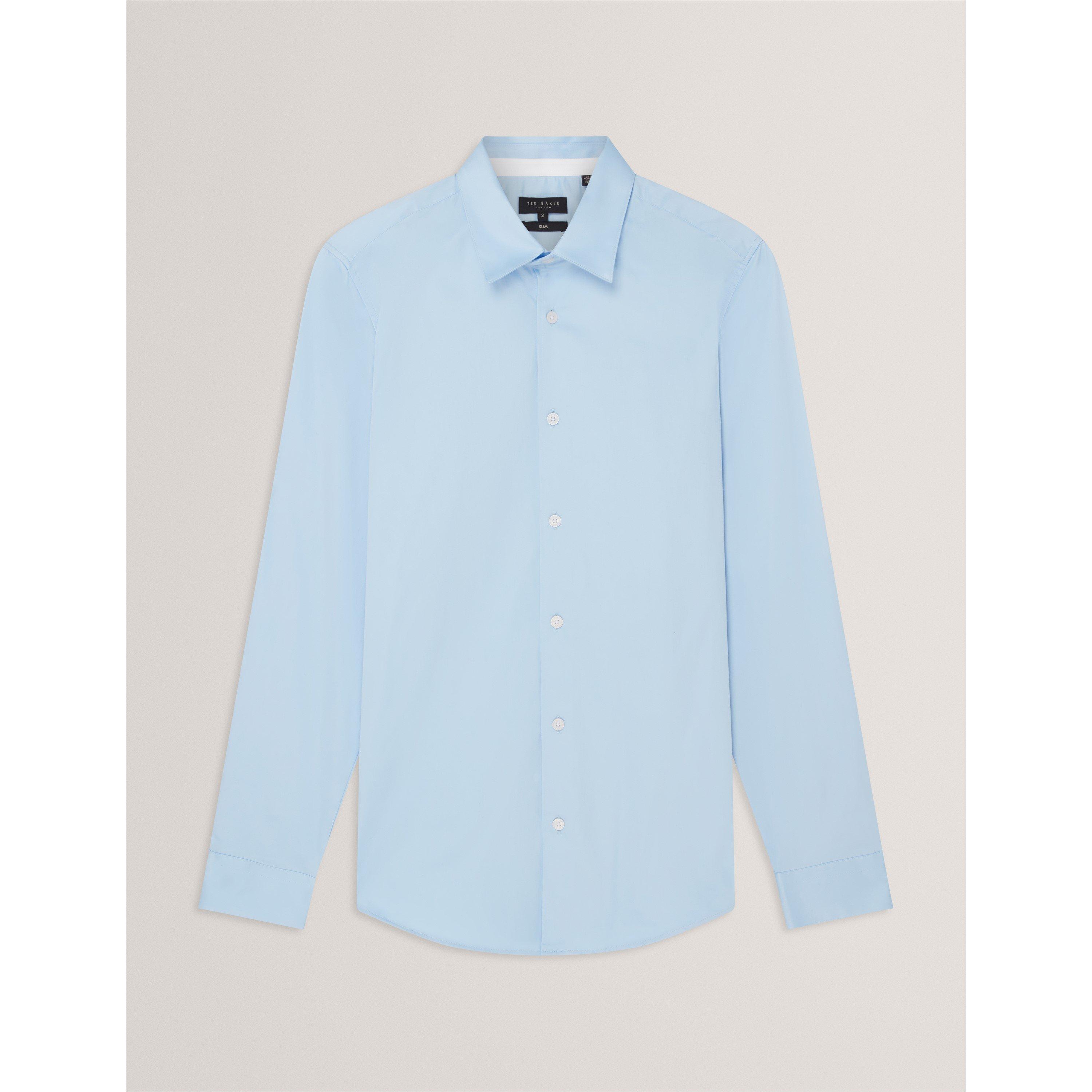Pl Blue - Ted Baker - Mens Long-Sleeve Cotton Shirt - 1