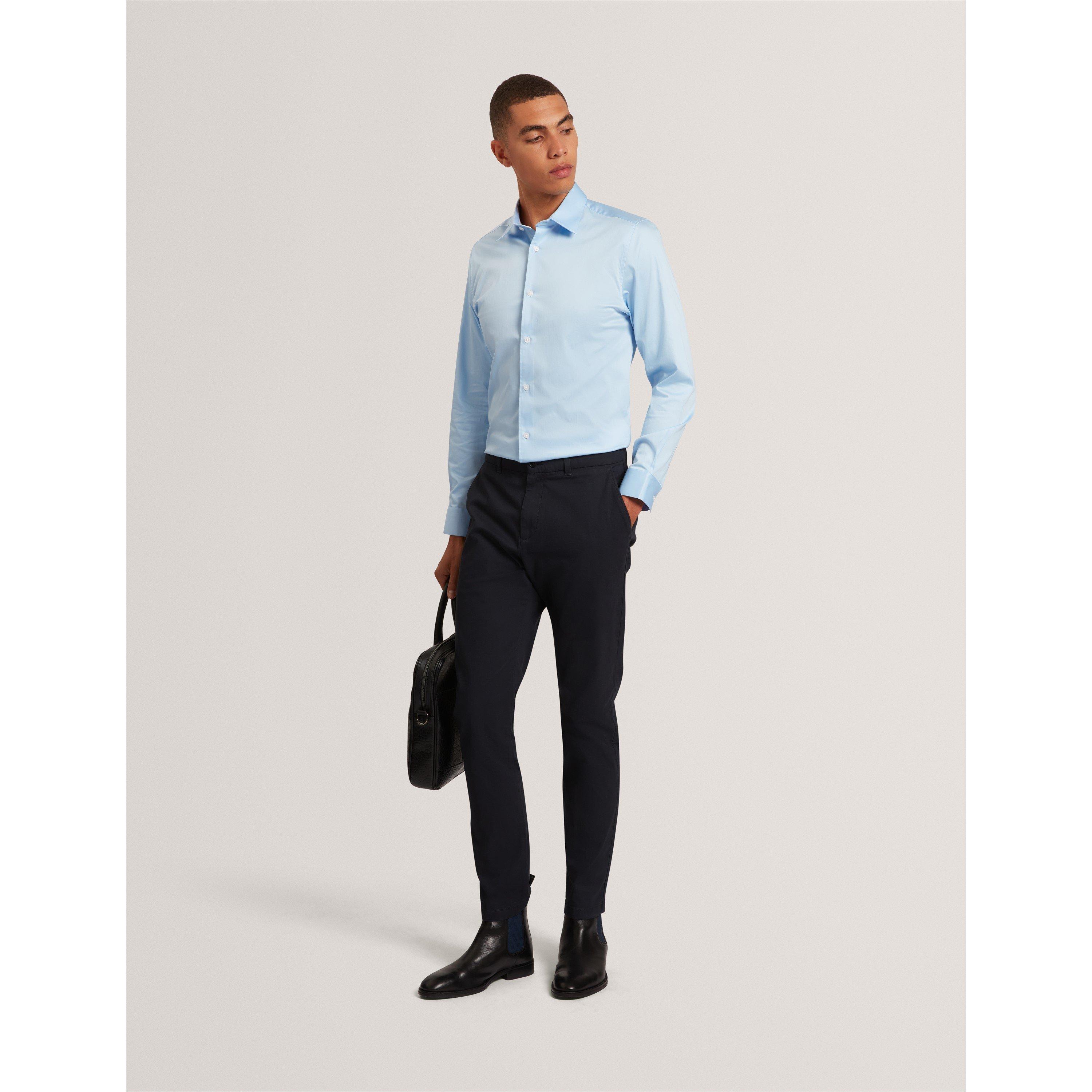 Pl Bleu - Ted Baker - Men's Long-Sleeve Cotton Oxford Shirt - 6