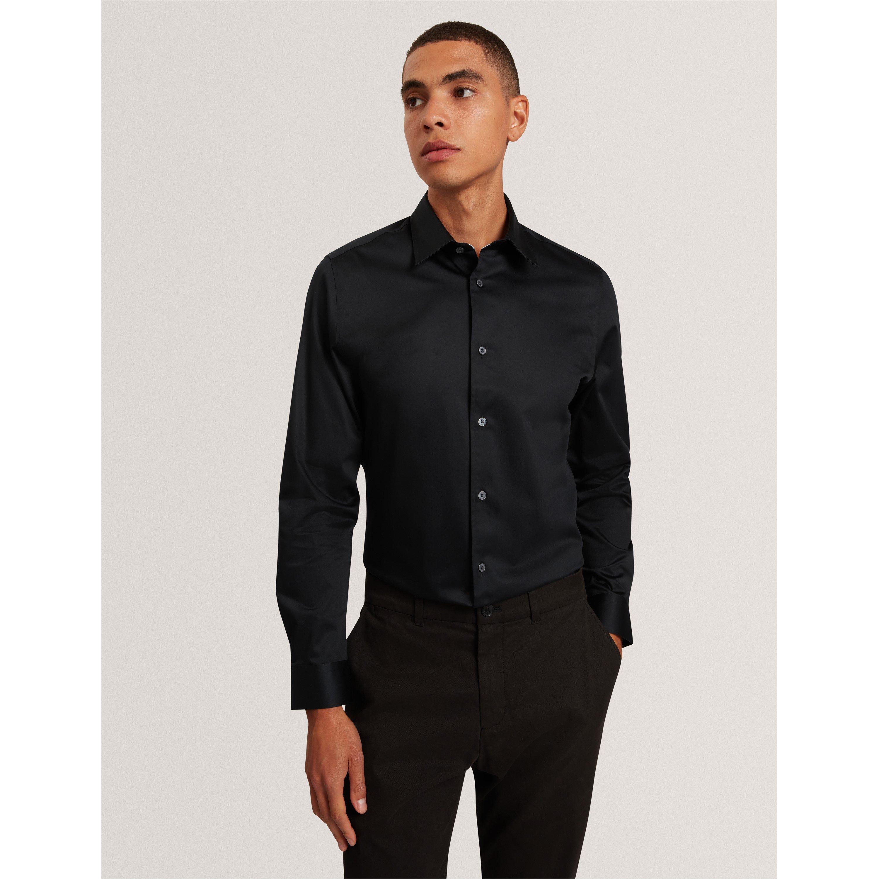 Navy - Ted Baker - Mens Long-Sleeve Cotton Shirt - 3
