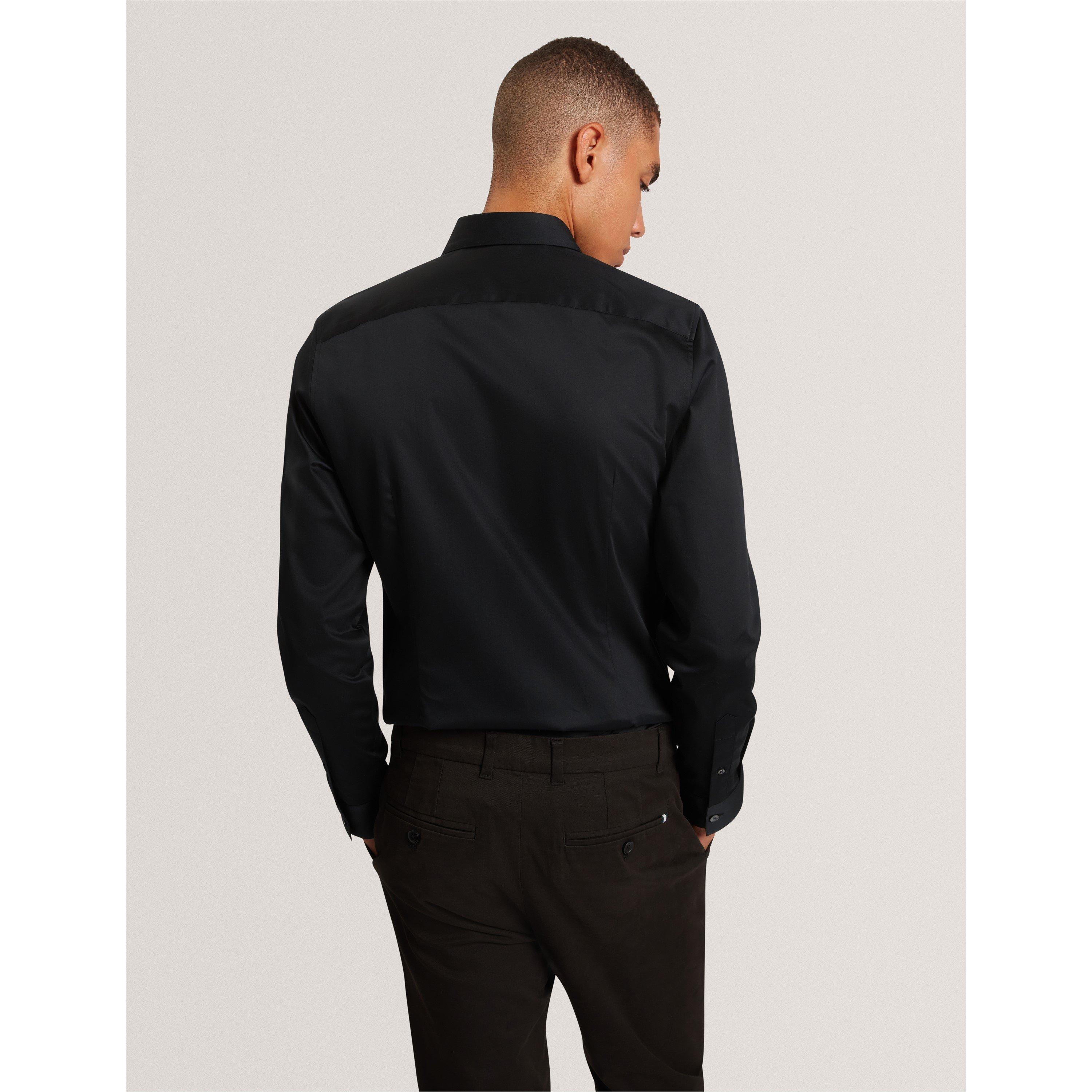 Navy - Ted Baker - Mens Long-Sleeve Cotton Shirt - 4