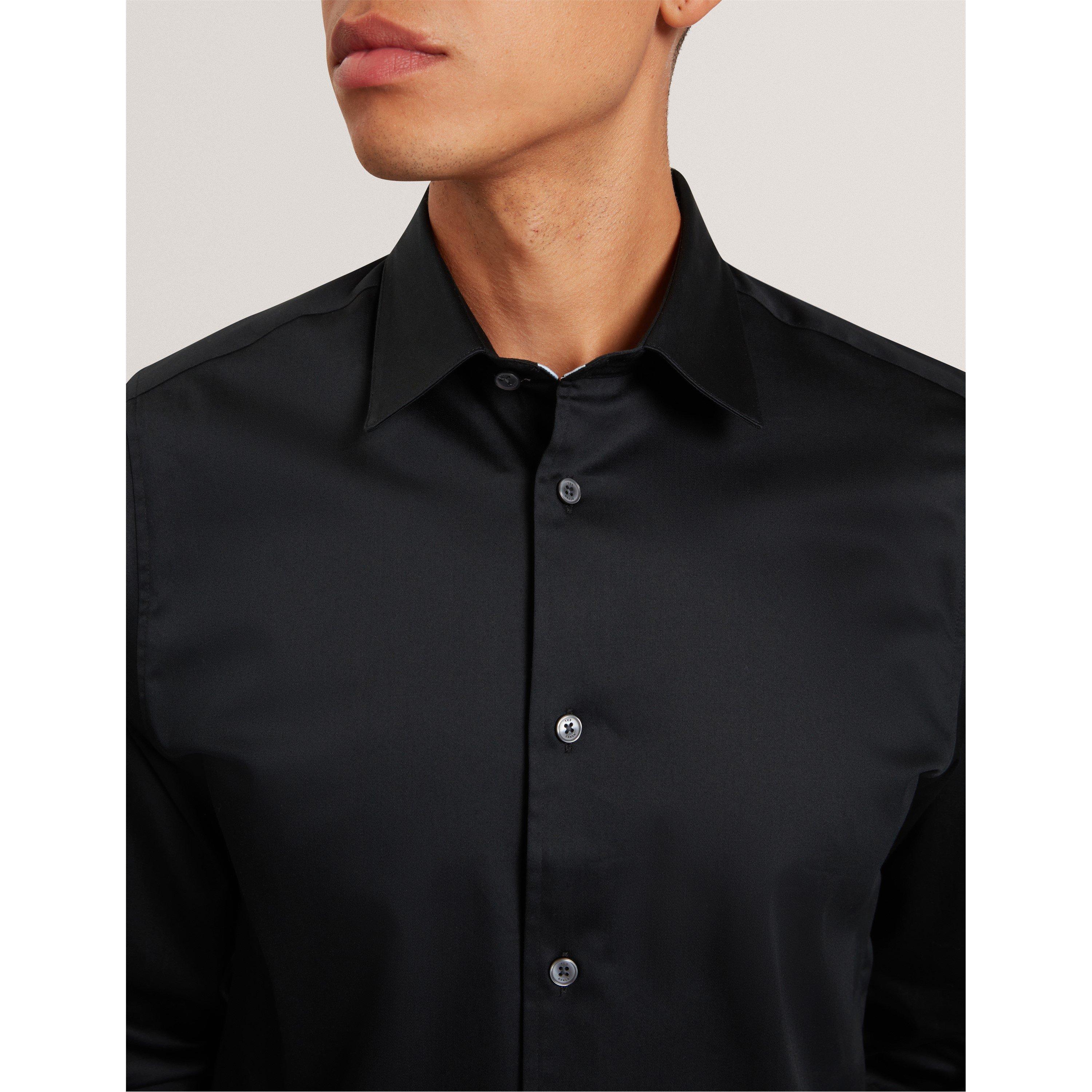 Navy - Ted Baker - Mens Long-Sleeve Cotton Shirt - 5