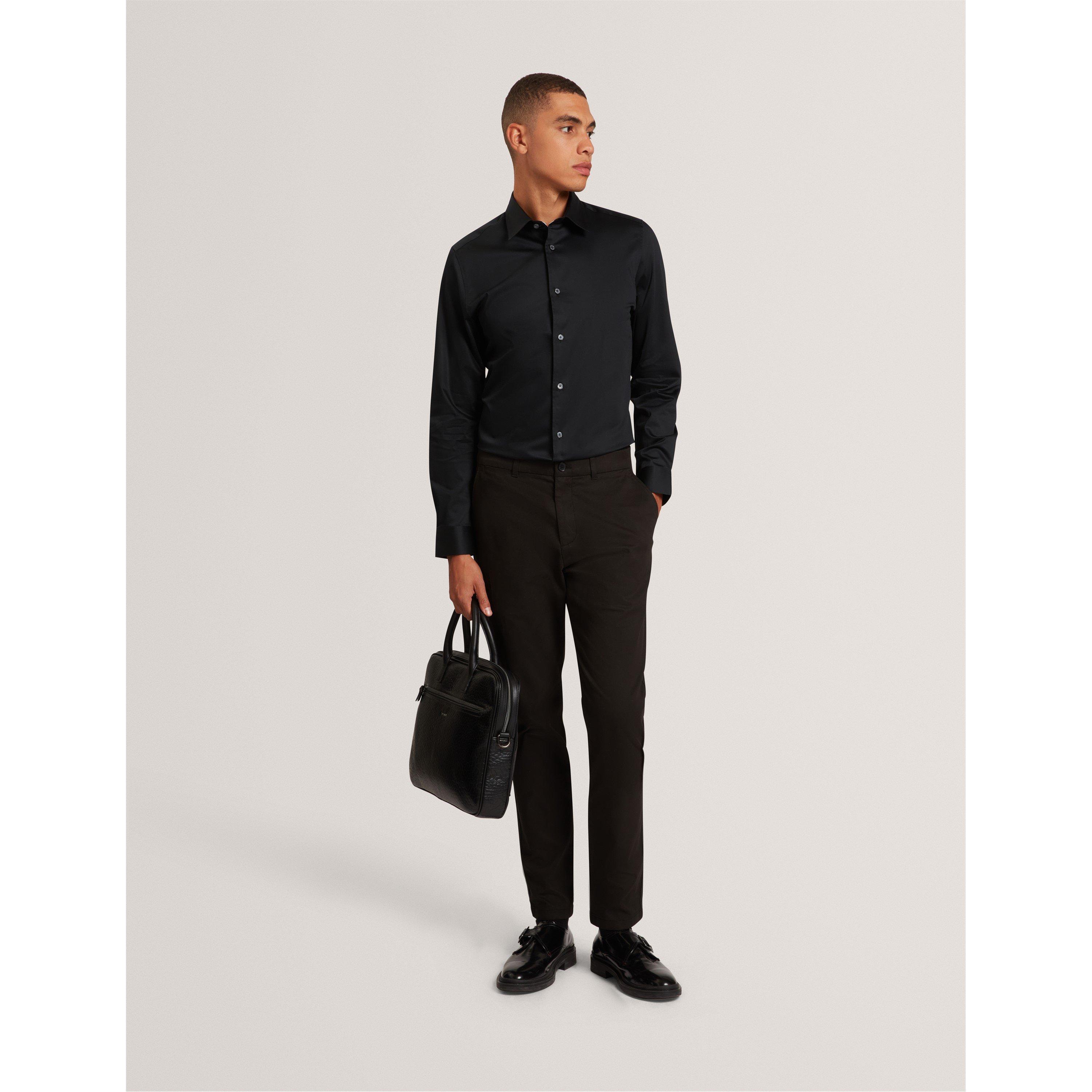 Navy - Ted Baker - Mens Long-Sleeve Cotton Shirt - 6