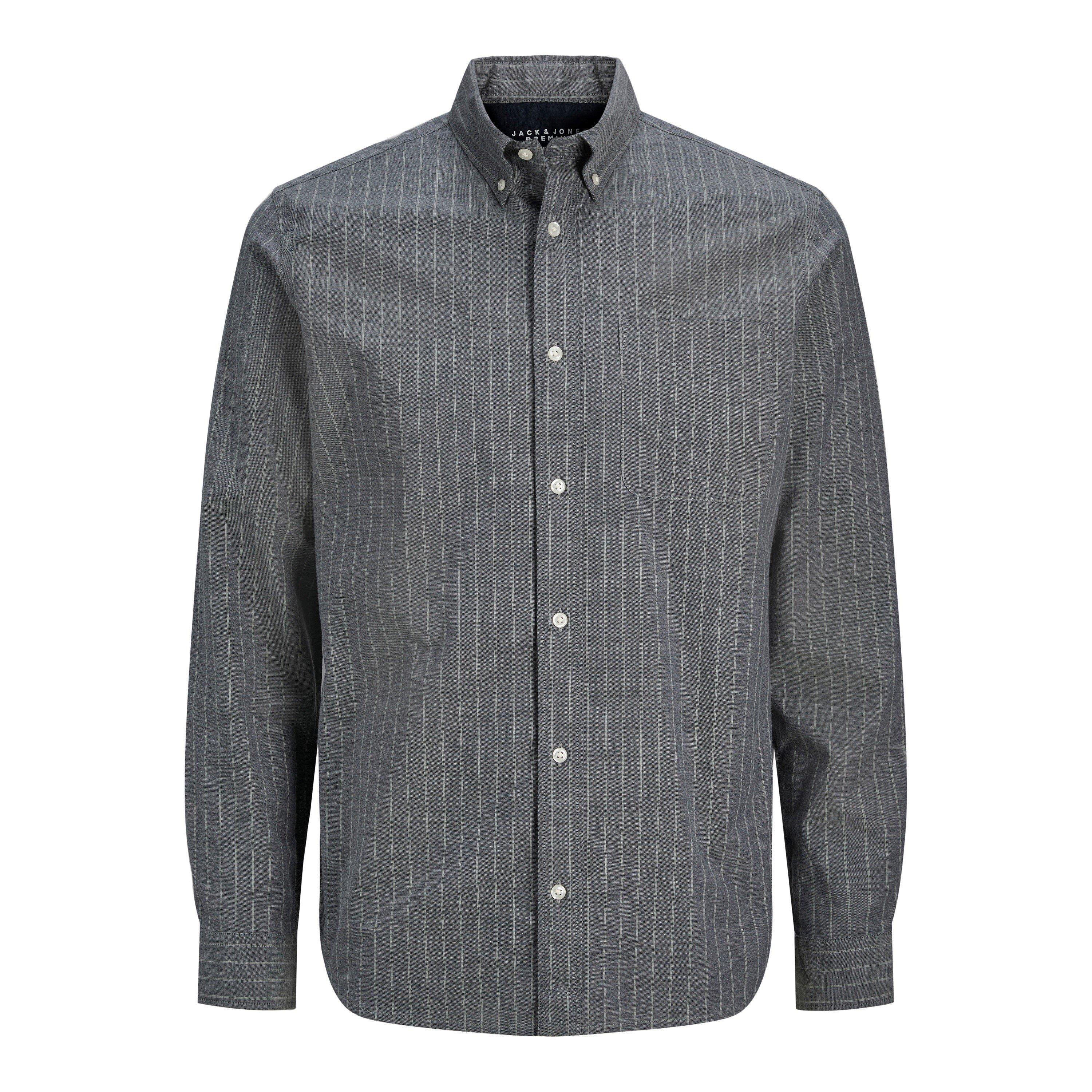 Dark Navy - Jack and Jones - Men's Brook Long-Sleeve Oxford Shirt