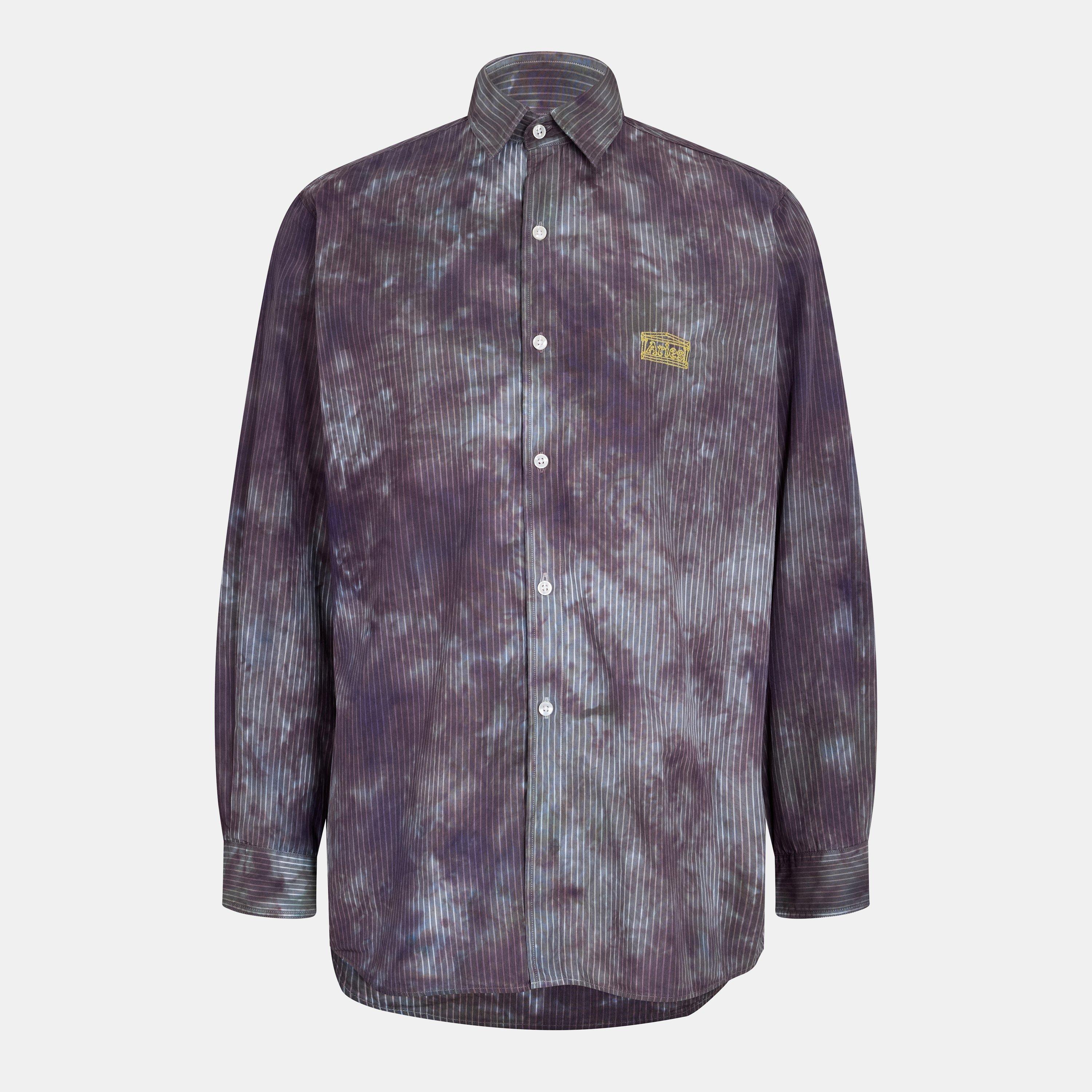 Black - Aries - Men's Tie Dye Long Sleeve Shirt - 1