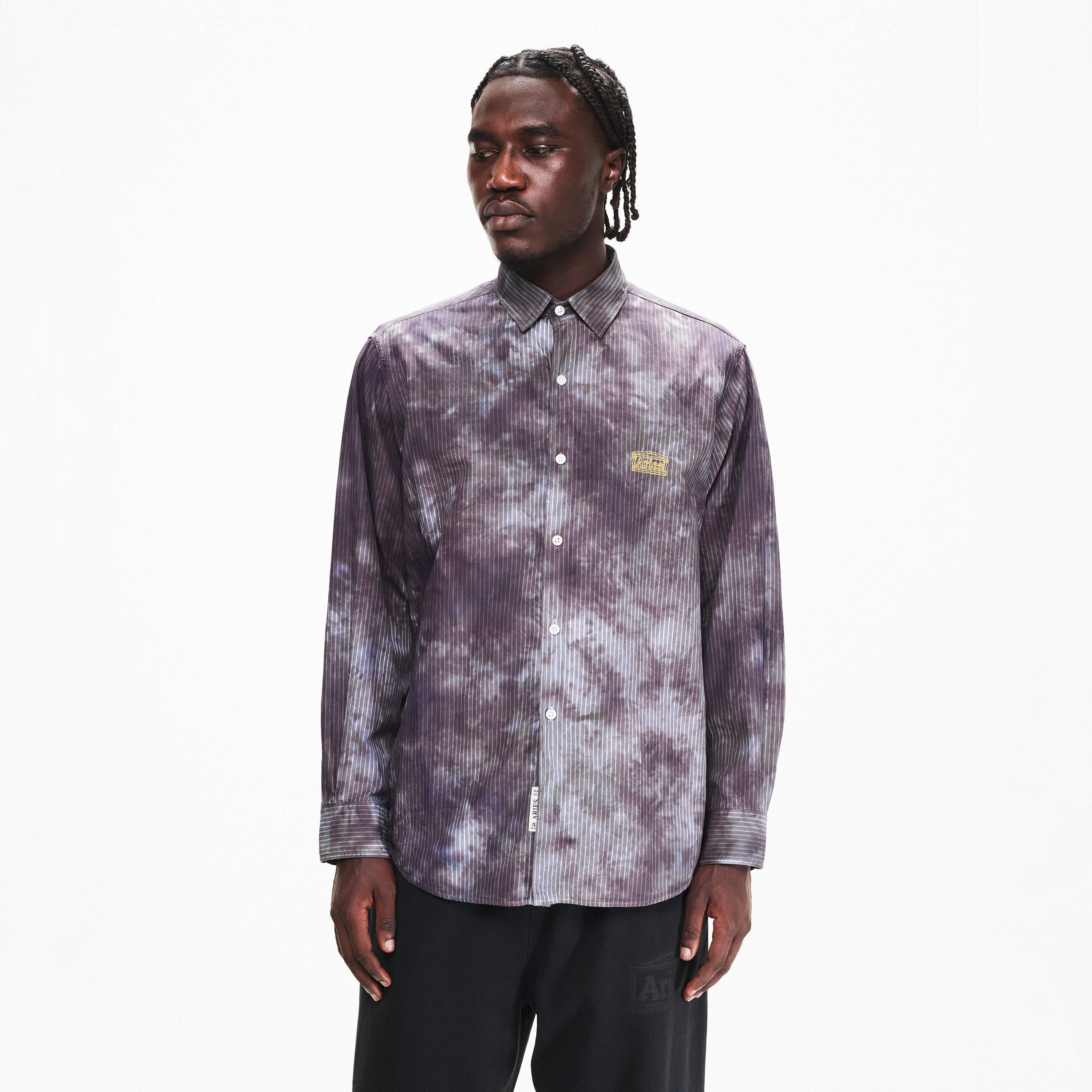 Black - Aries - Men's Tie Dye Long Sleeve Shirt - 3