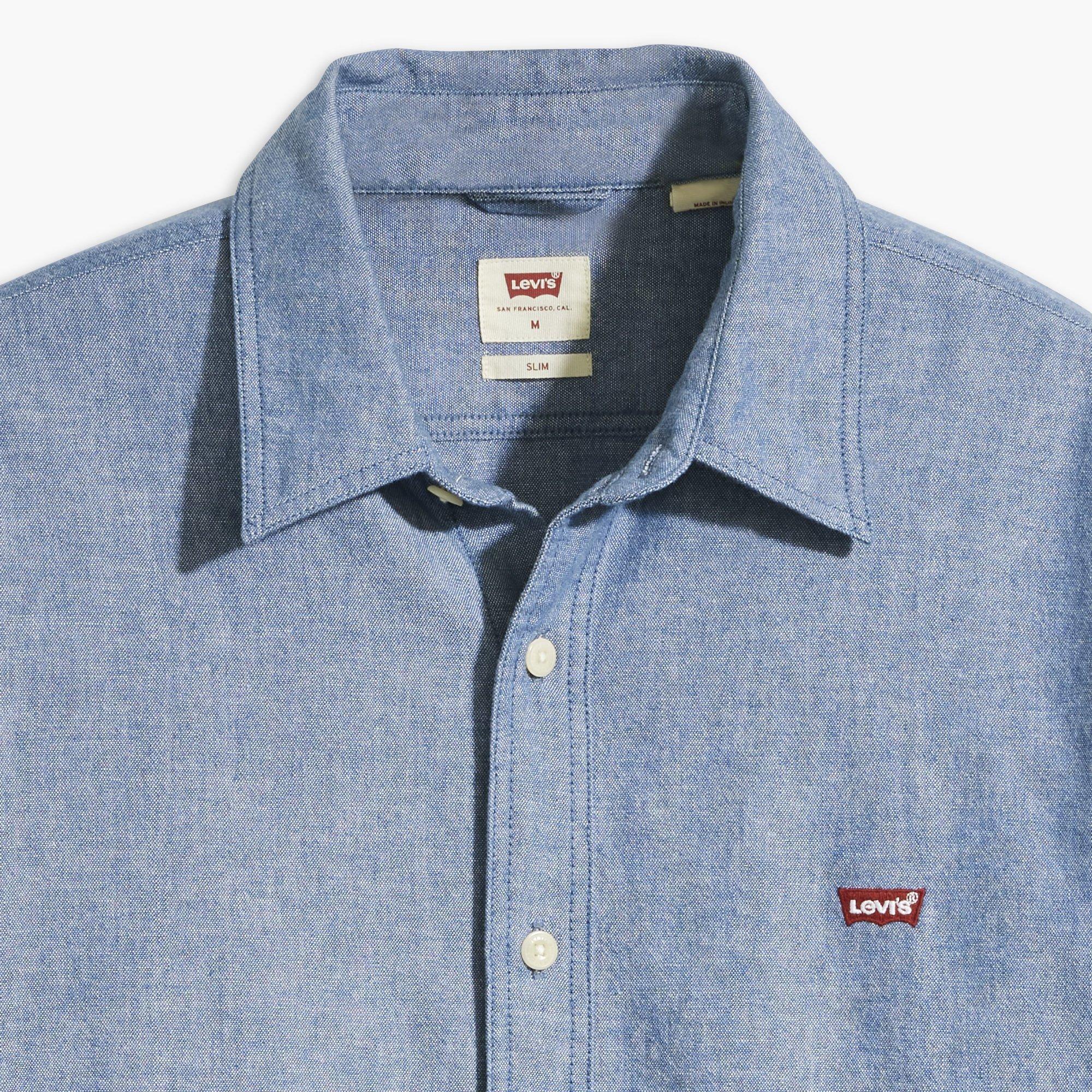 NAVY PEONY - Levis - Men's Battery Housemark Cotton Long-Sleeve Slim-Fit Oxford Shirt - 2