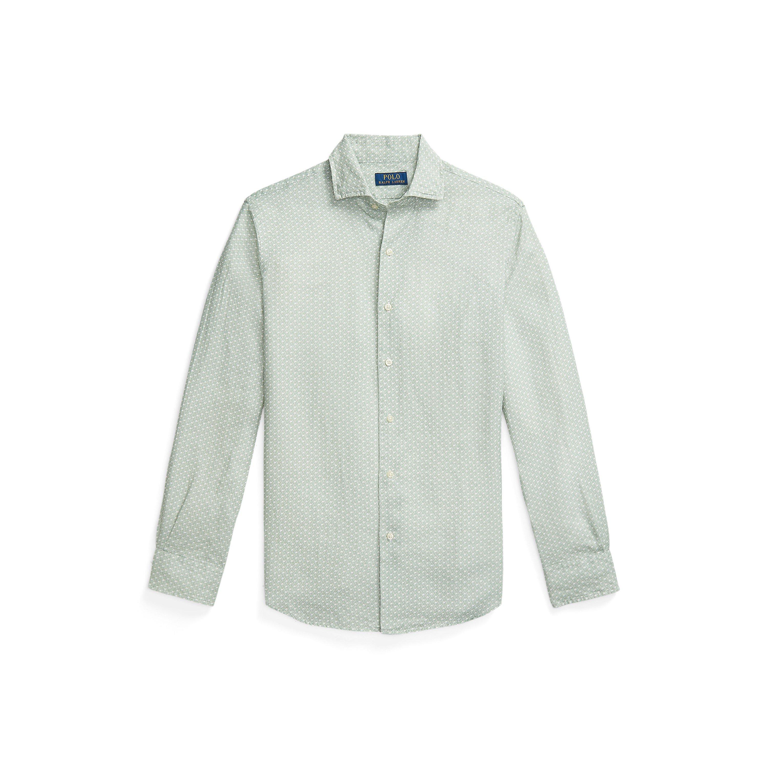 Polo Ralph Lauren Custom Fit Mallet-Print Linen Shirt - Green Hat - M