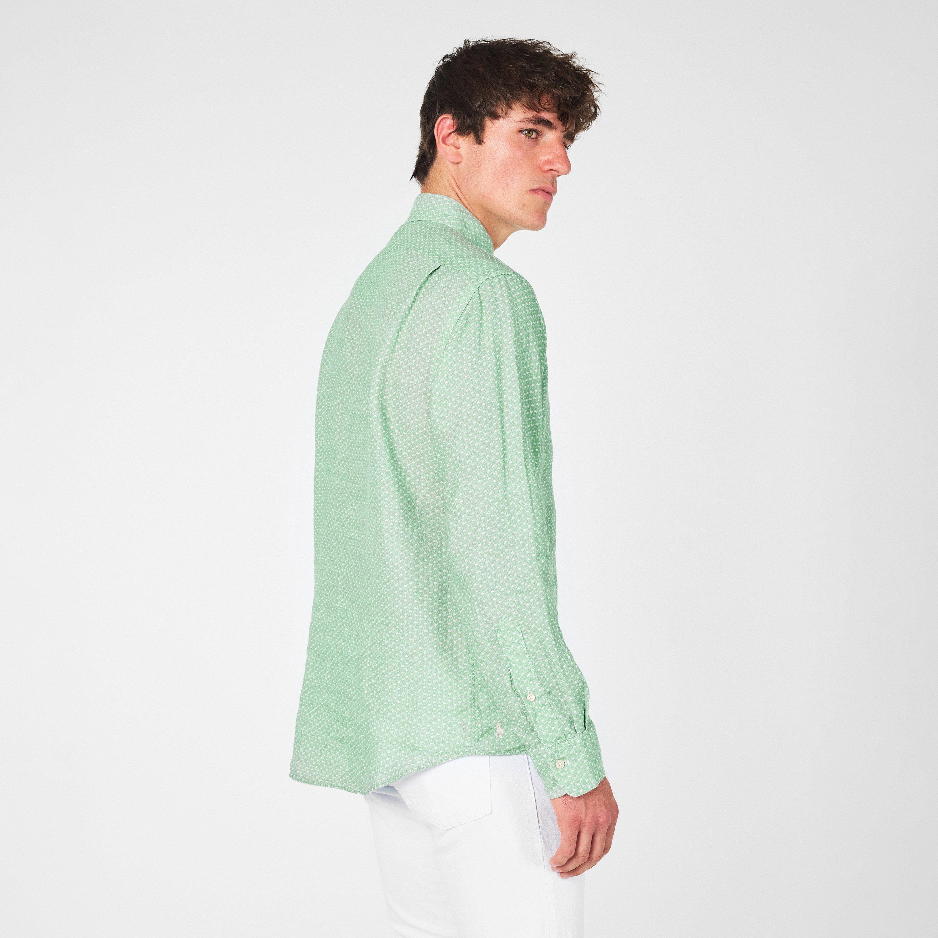 Green Hat - Polo Ralph Lauren - Custom Fit Mallet-Print Linen Shirt - 4