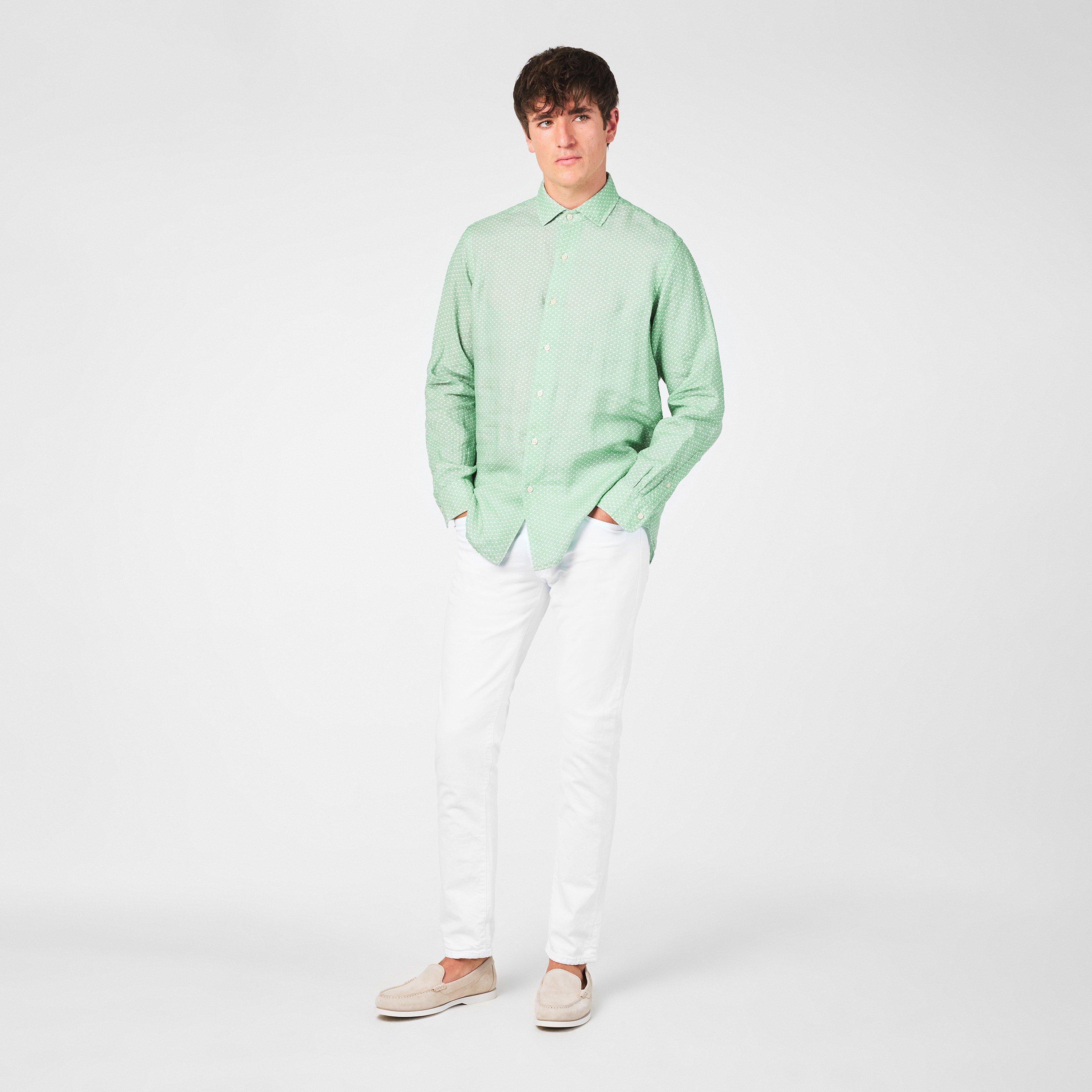 Green Hat - Polo Ralph Lauren - Custom Fit Mallet-Print Linen Shirt - 6