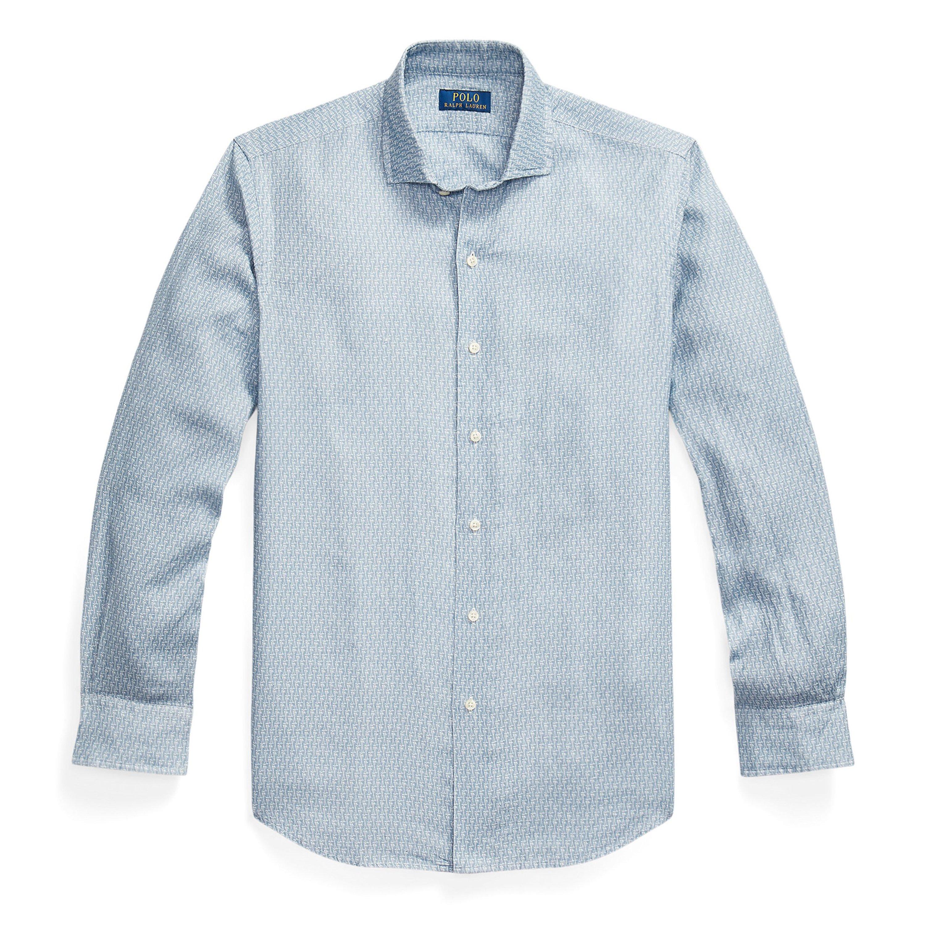 Polo Ralph Lauren Custom Fit Mallet-Print Linen Shirt - Blue Mallet - S